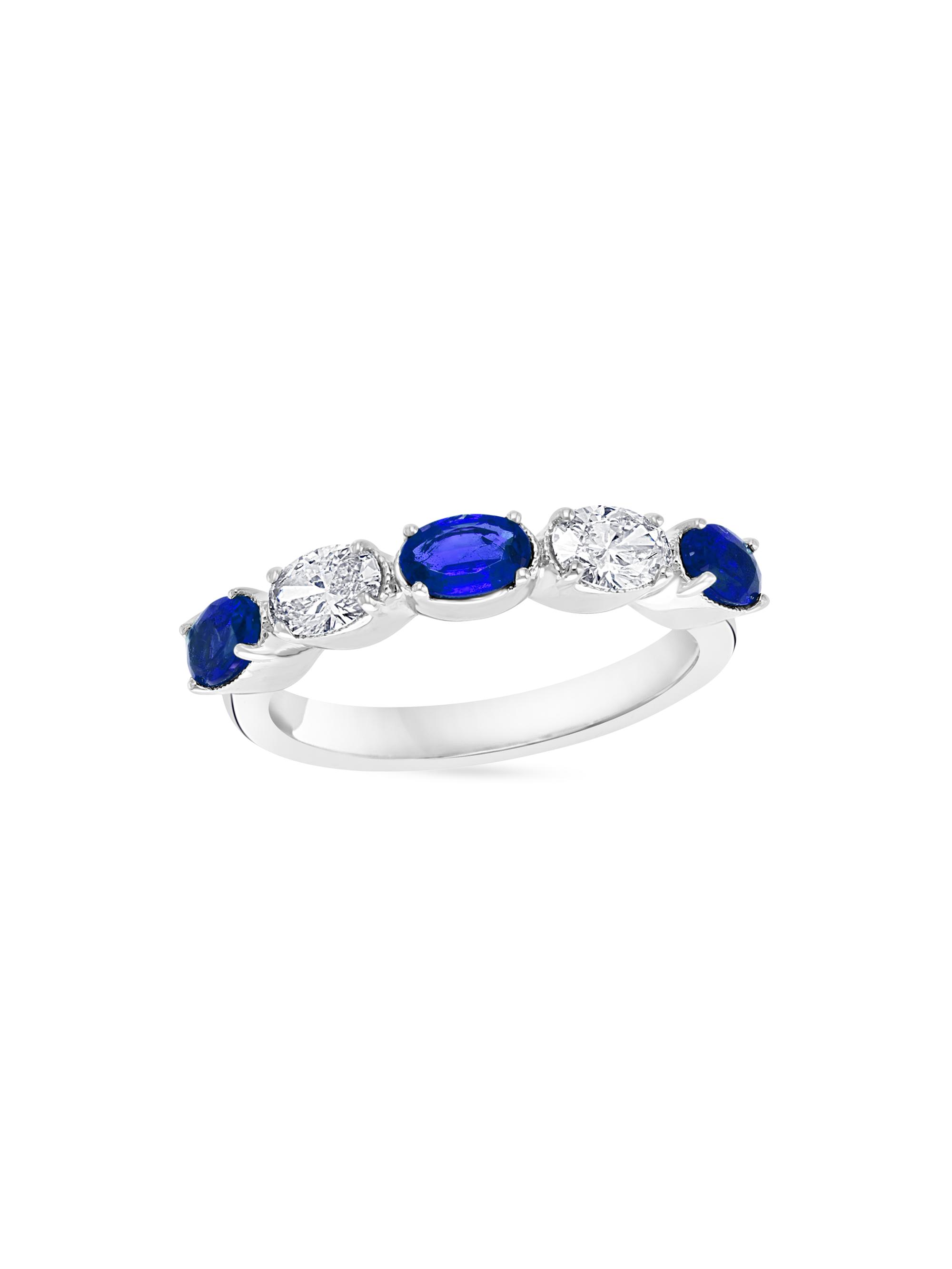 Saks Fifth Avenue Collection Women's 14K White Gold, Sapphire & 0.40 TCW Diamond Band Ring - White Gold