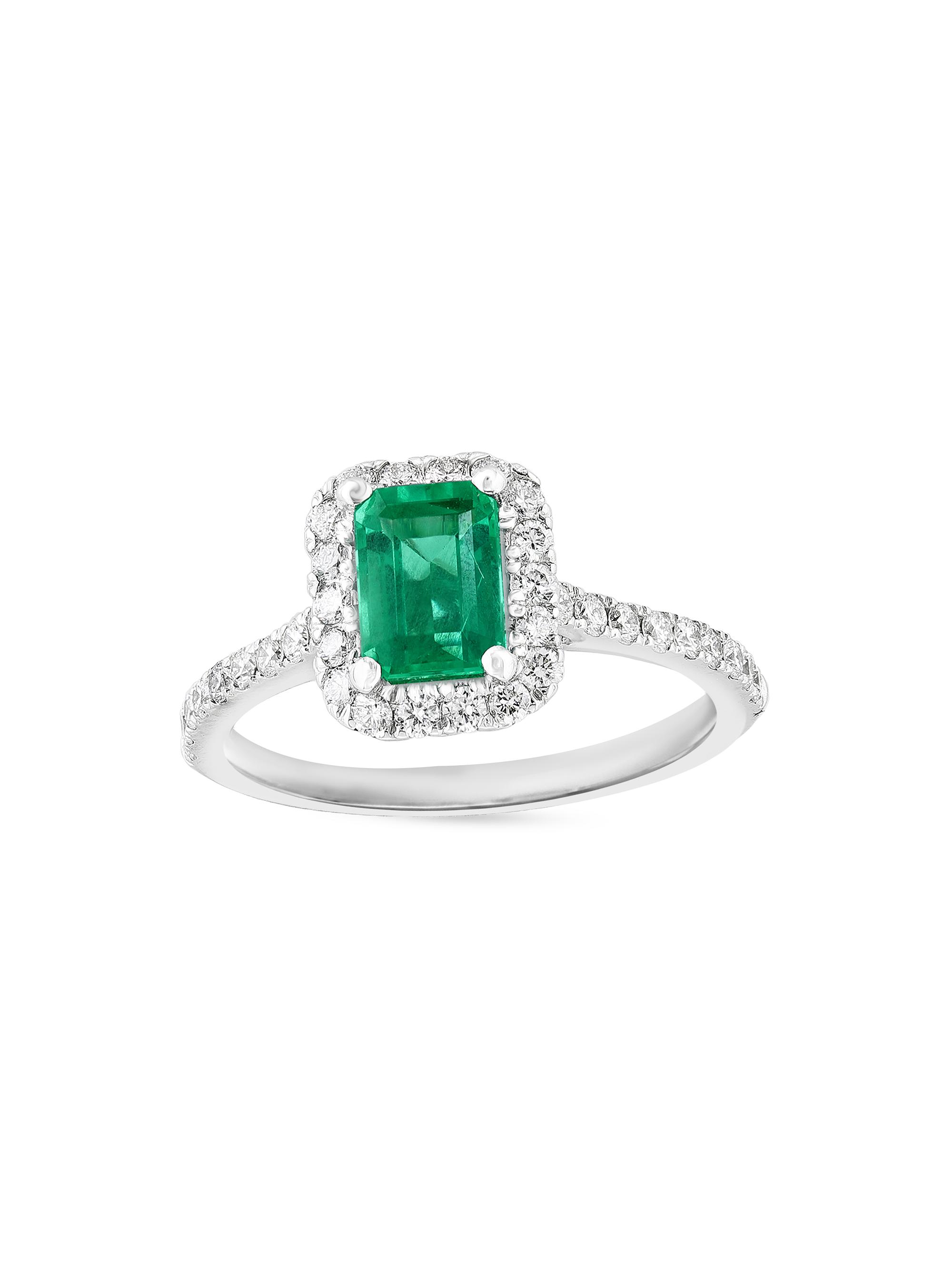 Saks Fifth Avenue Collection Women's 14K White Gold, Emerald & 0.49 TCW Diamond Ring - White Gold