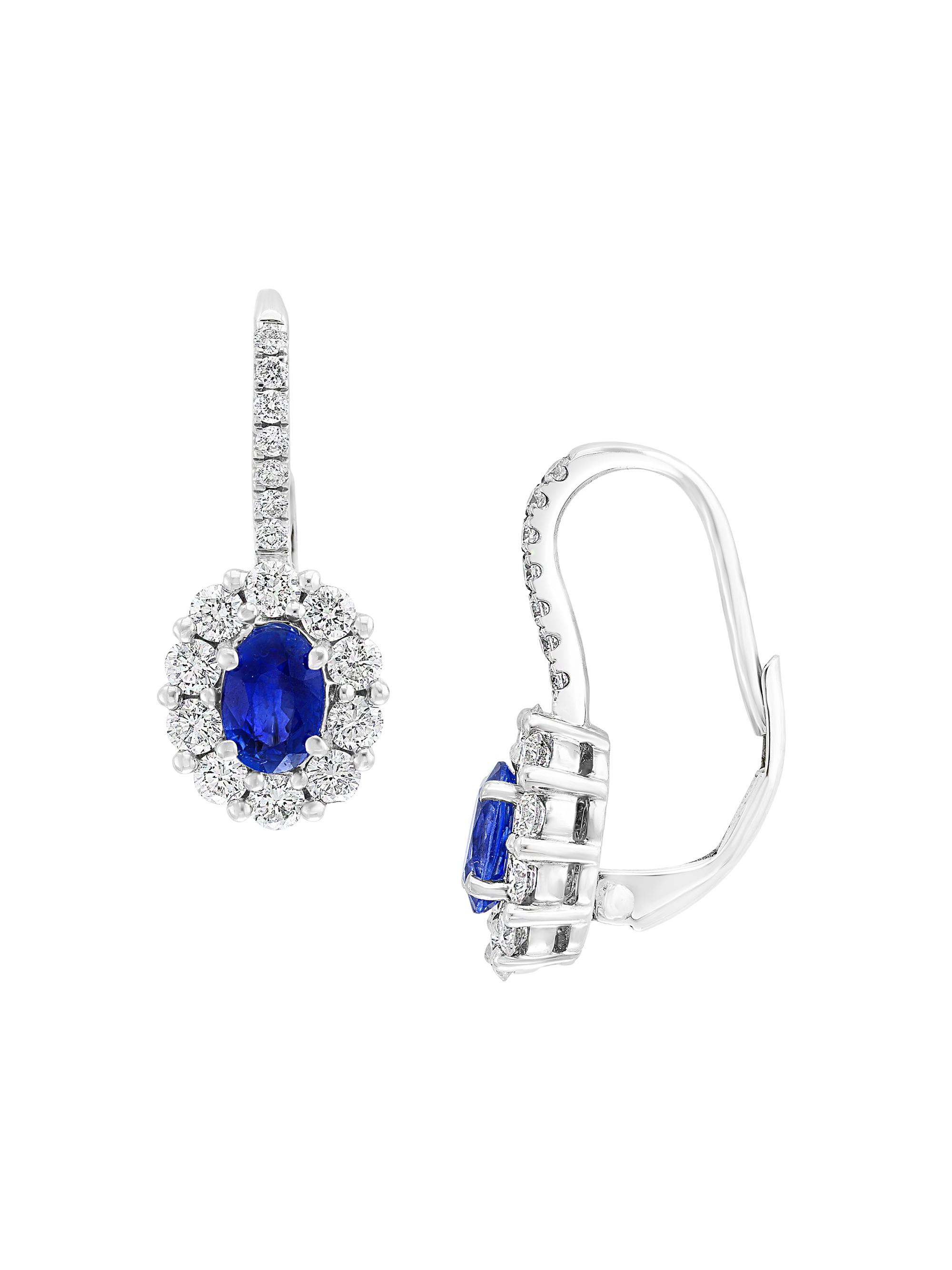 Saks Fifth Avenue Collection Women's 18K White Gold, Sapphire & 0.92 TCW Diamond Drop Earrings - White Gold