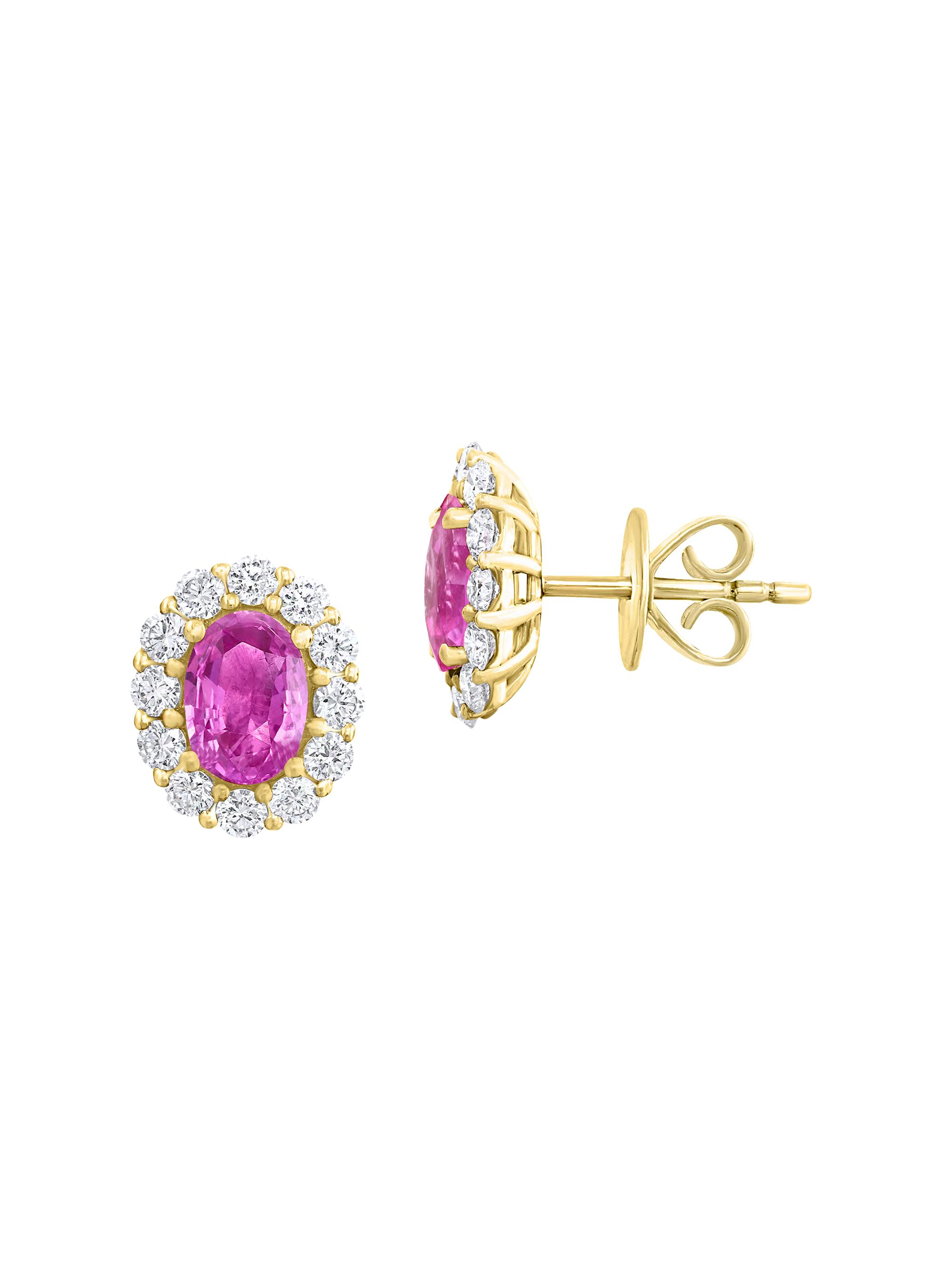Saks Fifth Avenue Collection Women's 18K Yellow Gold, Pink Sapphire & 0.83 TCW Diamond Stud Earrings - Yellow Gold