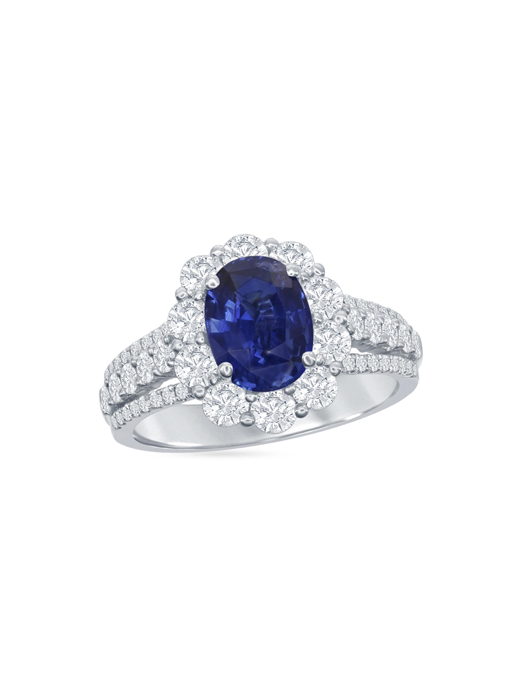 Saks Fifth Avenue Collection Women's 18K White Gold, Blue Sapphire & 0.87 TCW Diamond Ring - White Gold