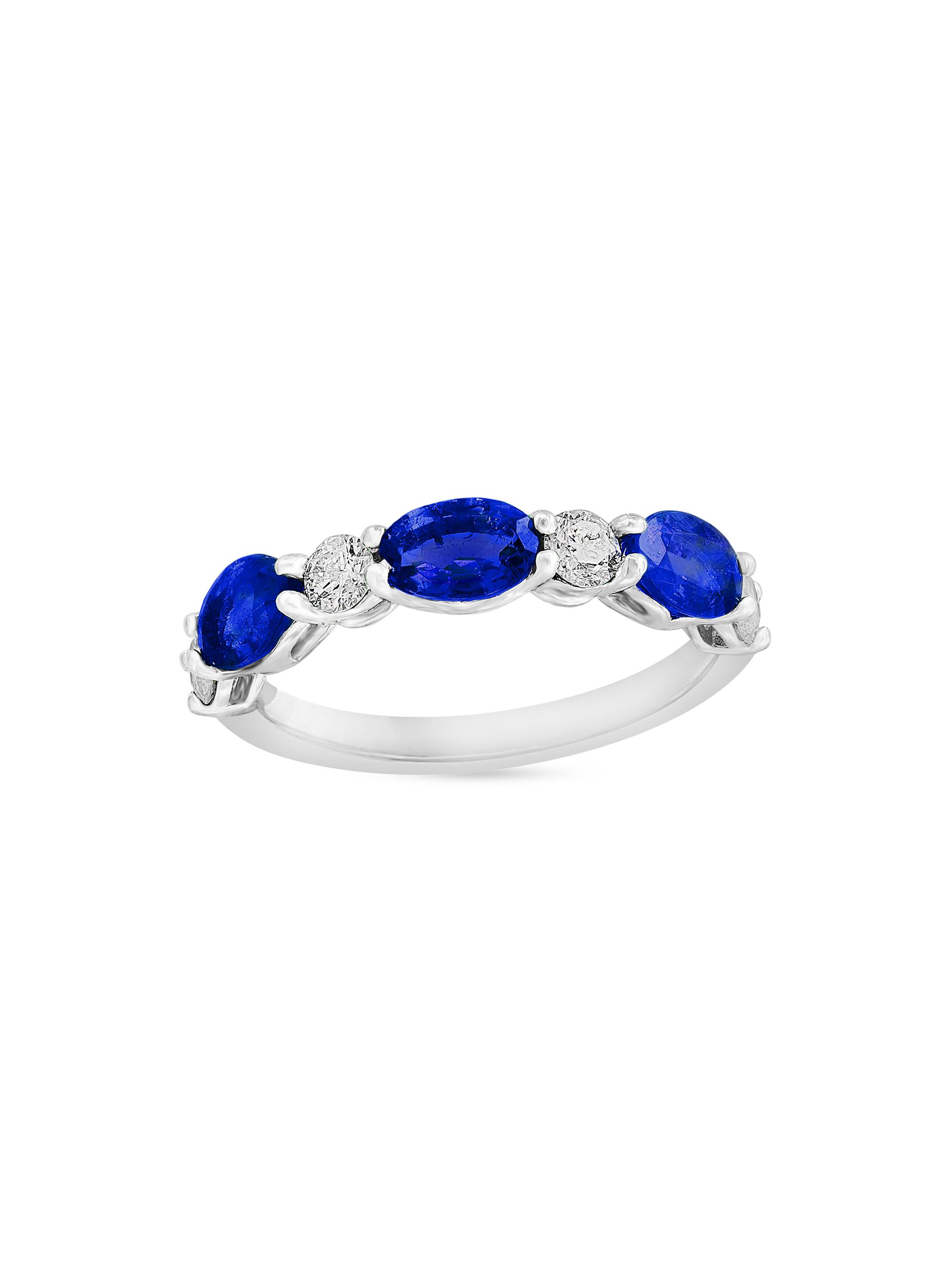 Saks Fifth Avenue Collection Women's 14K White Gold, Sapphire & 0.75 TCW Diamond Band Ring - White Gold