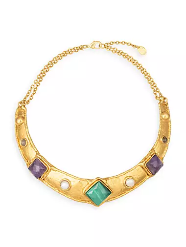 Diva 22K-Gold-Plated & Multi-Gemstone Collar Necklace