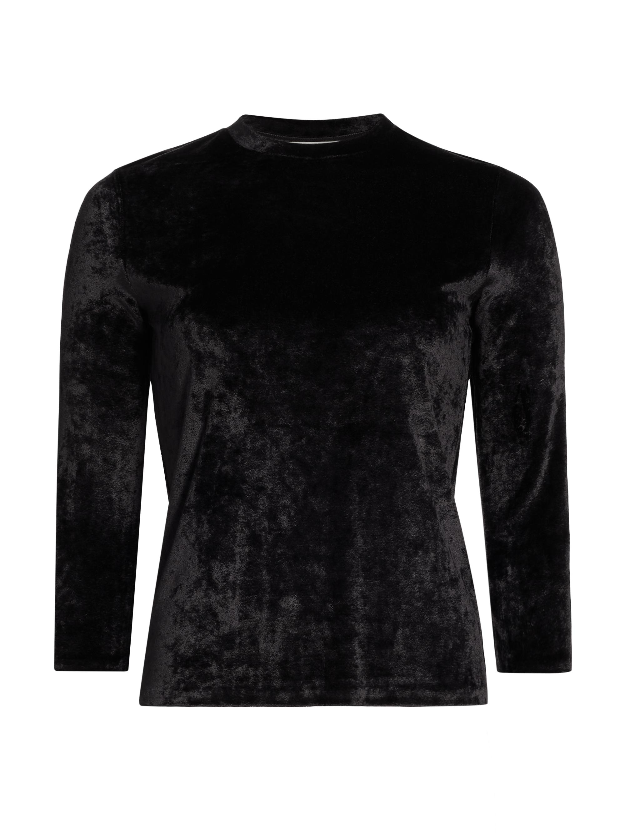 Vince Women's Velour Three-Quarter Sleeve Top - Black