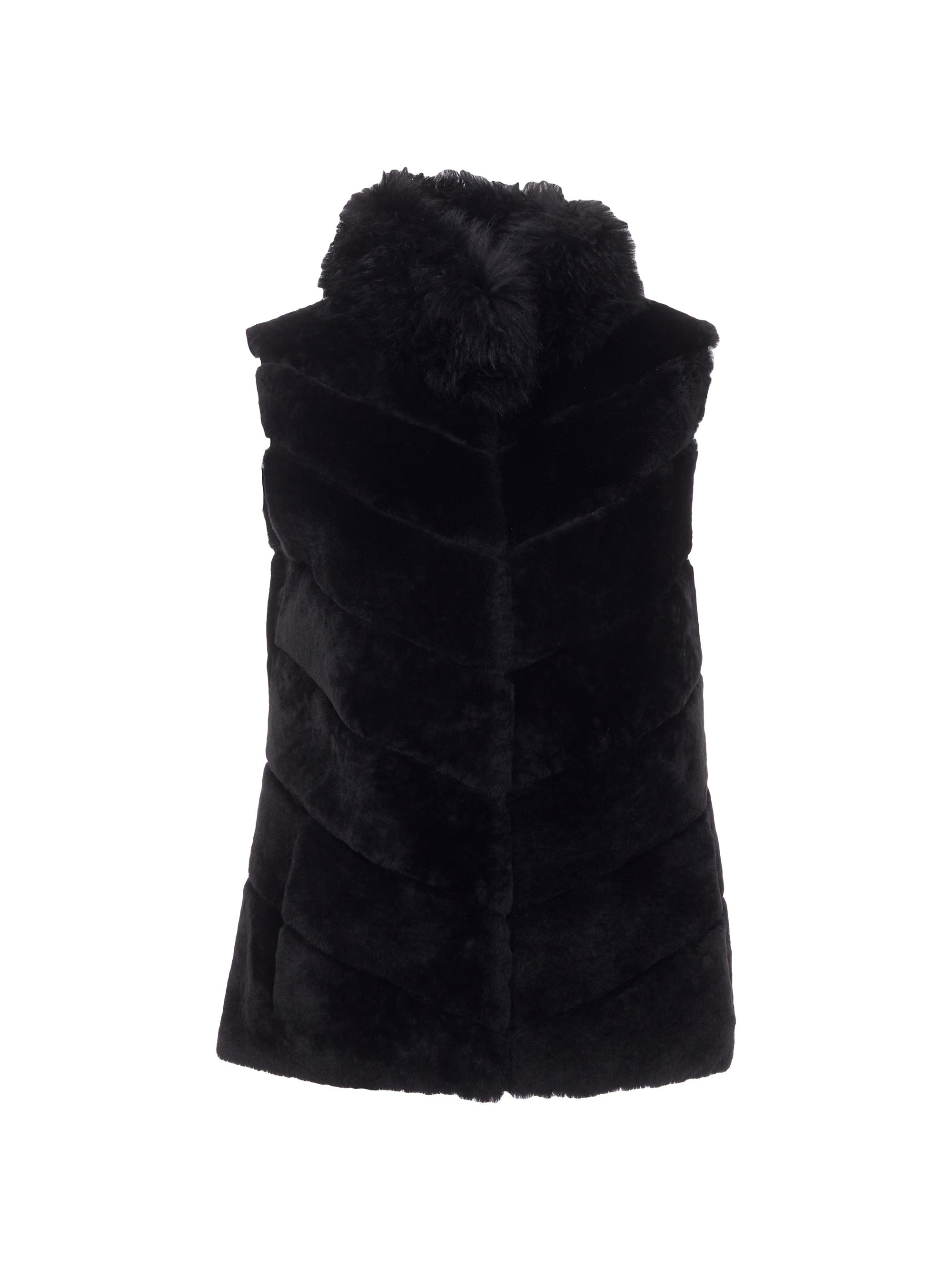 Gorski Women's Reversible Shearling Lamb Vest With Cashmere Goat Trim - Black