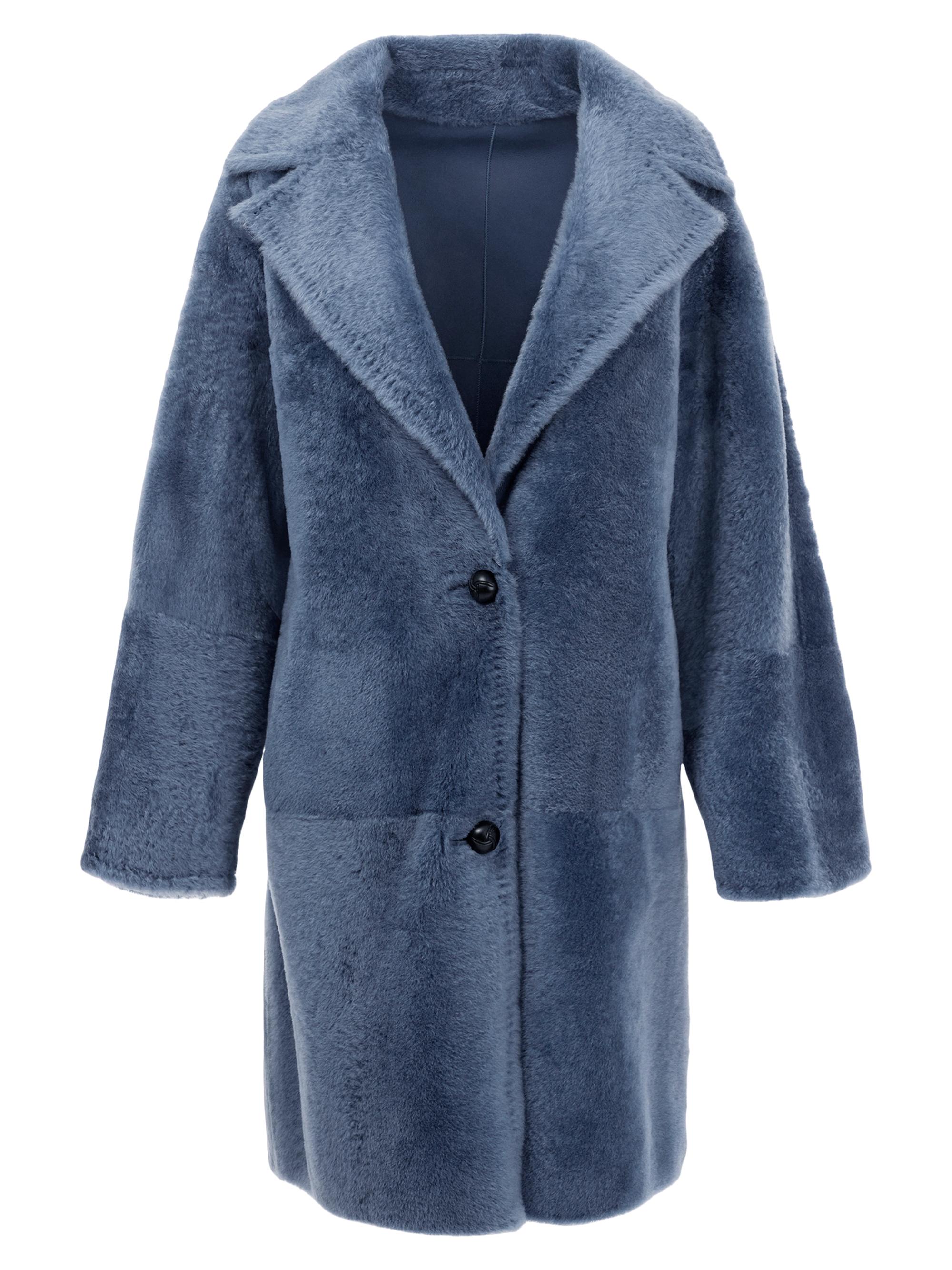 Gorski Women's Reversible Shearling Lamb Short Coat - Blue