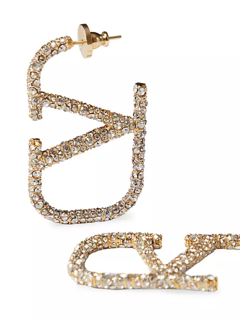 V Logo Signature Swarovski Crystal Ring in Gold - Valentino