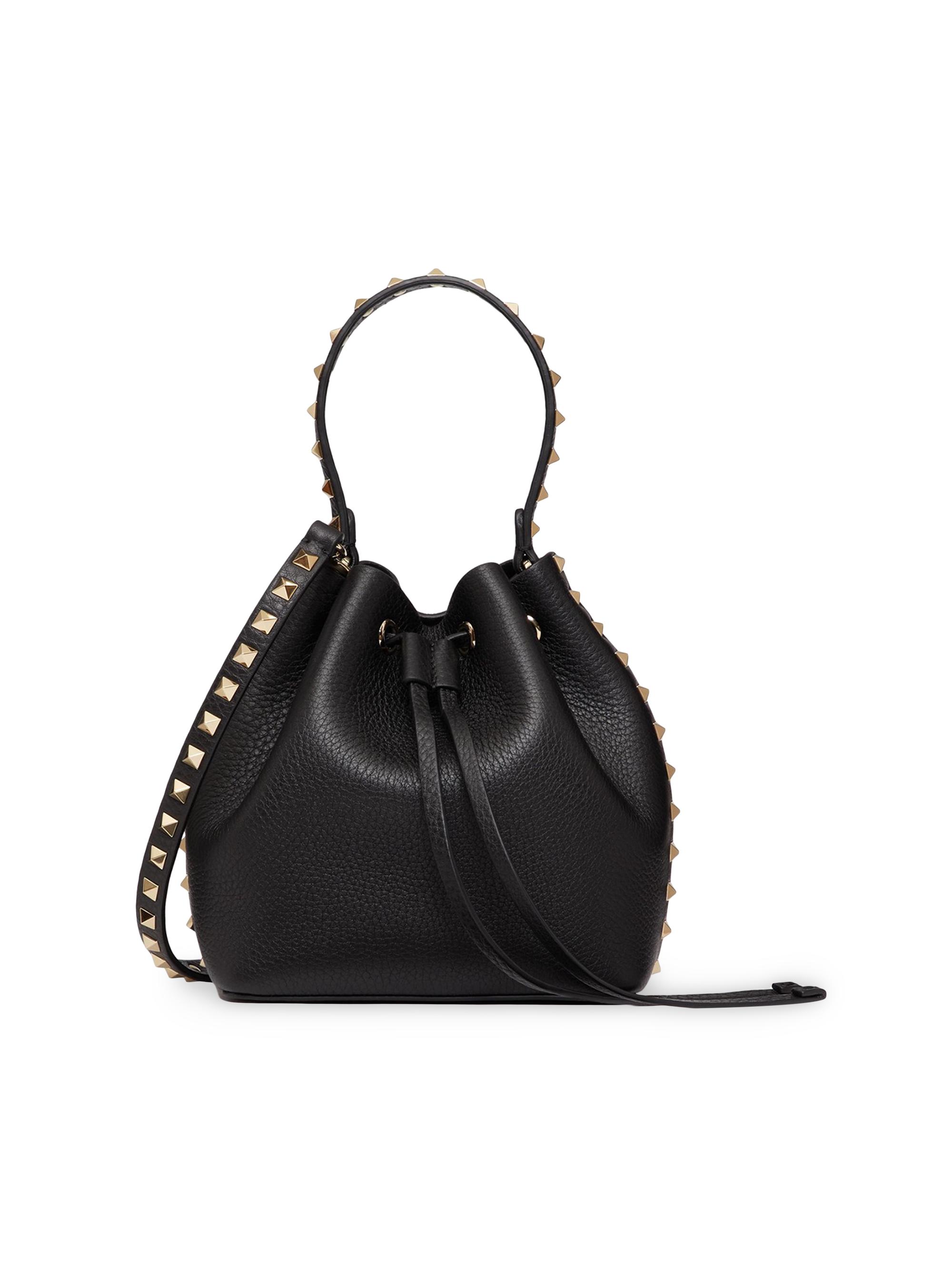 Genuine leather lookalike Valentino studded Black bucket Valentino Bucket Bags | The RealReal main image 3