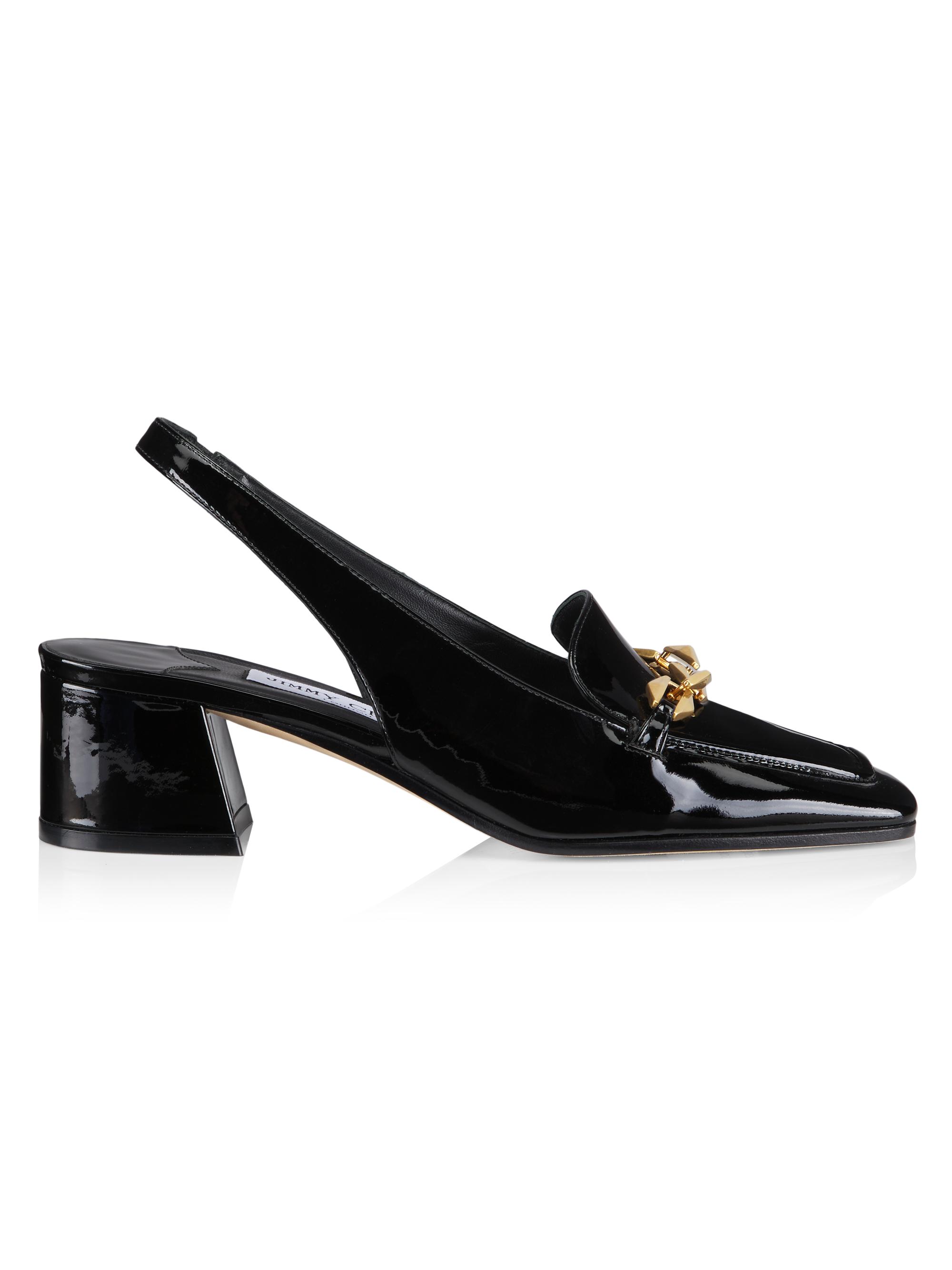 Jimmy Choo Women's Diamond Tilda 45MM Patent Leather Slingback Loafers - Black