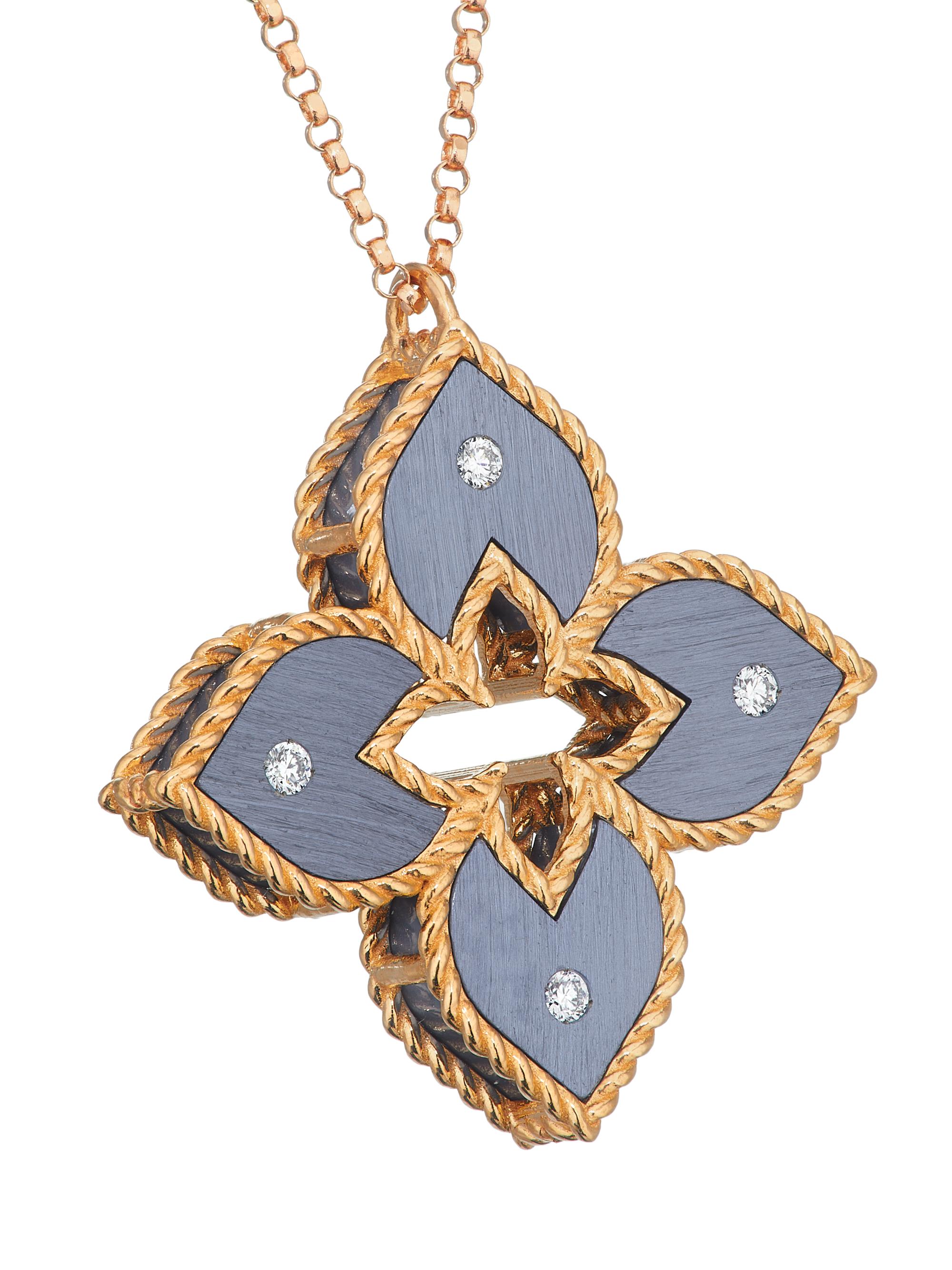 スモーキーブルーRose coin necklace-EMF