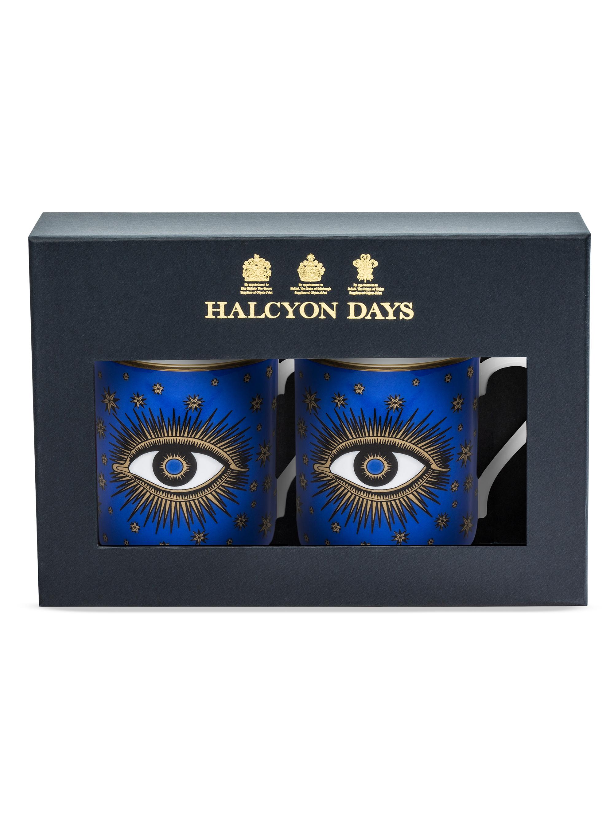 Halcyon Days Evil Eye 2-Piece Bone China Mug Set - Cobalt Blue