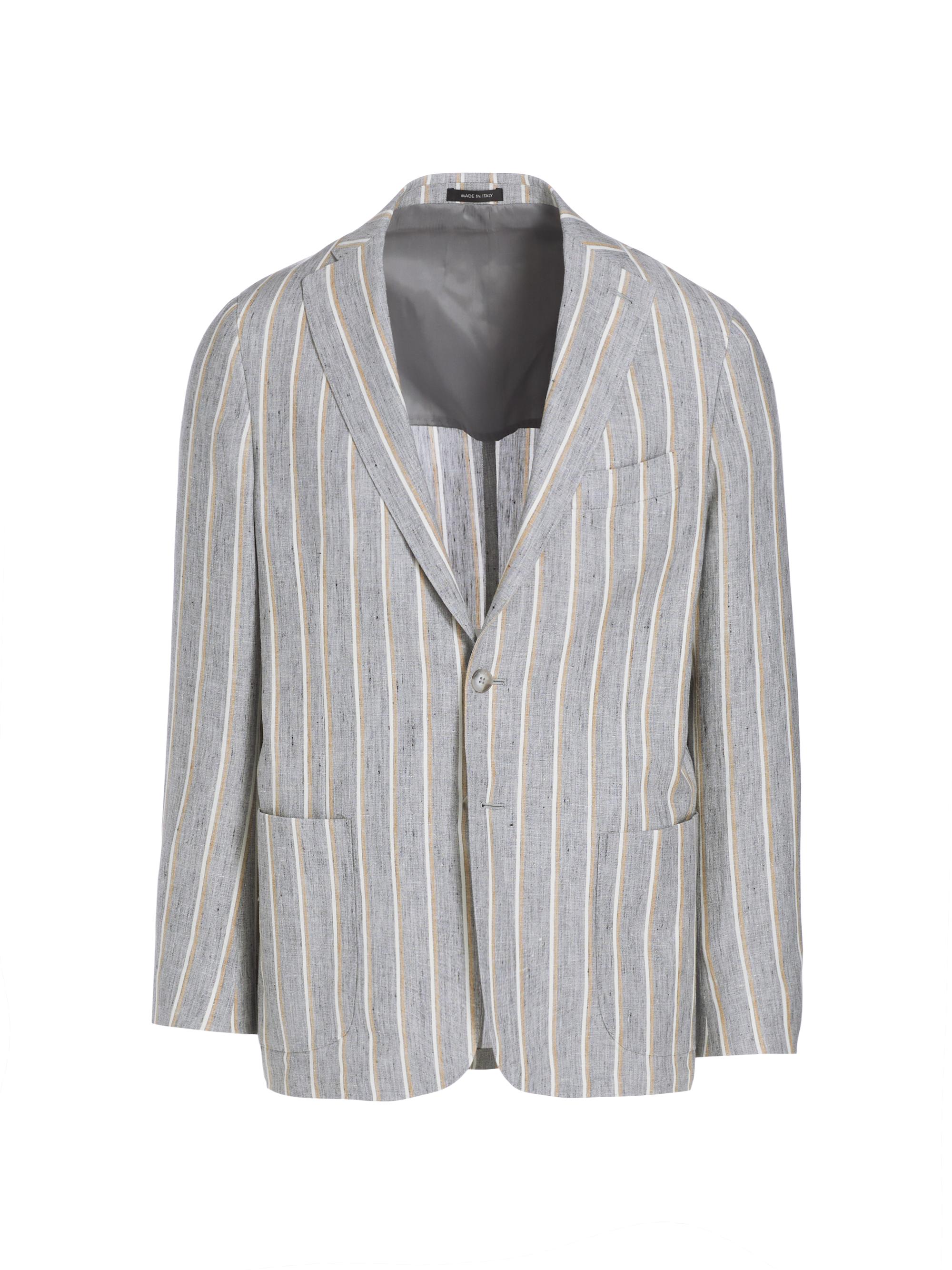 Saks Fifth Avenue Men's COLLECTION Striped Linen Two-Button Sport Coat - Mirage Gray