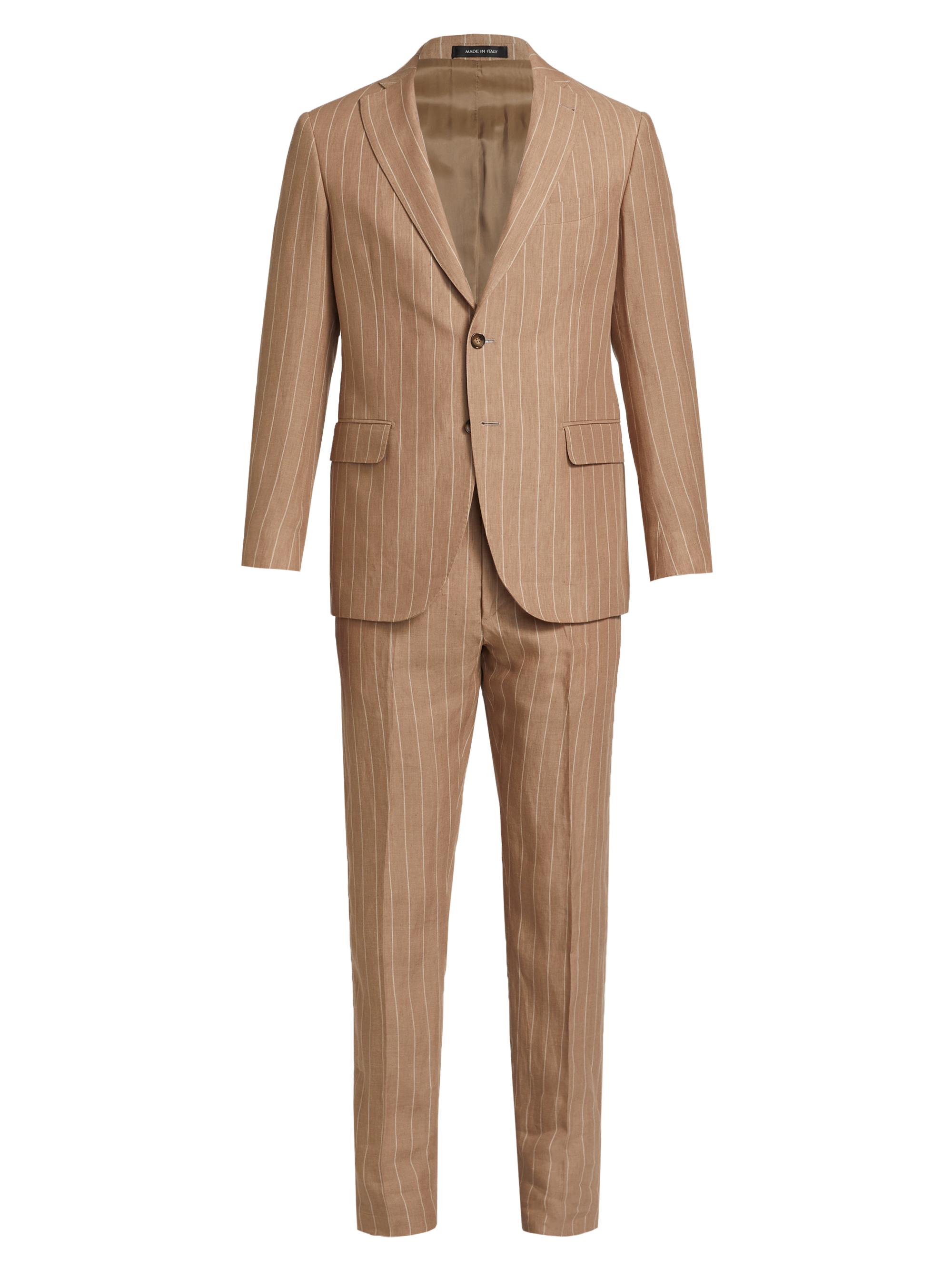 Saks Fifth Avenue Men's COLLECTION Pinstriped Linen Suit - Cream