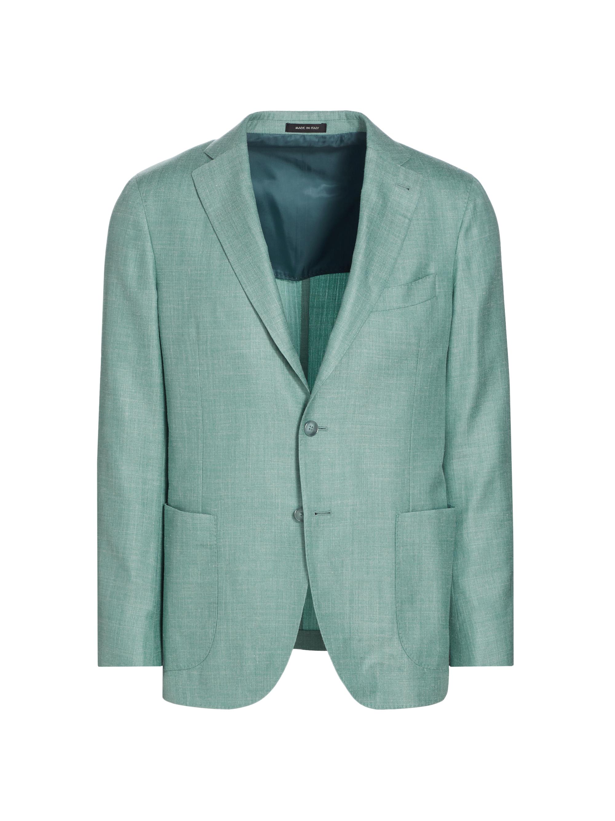 Saks Fifth Avenue Men's COLLECTION Striped Chevron Wool & Silk-Blend Two-Button Sport Coat - Seafoam