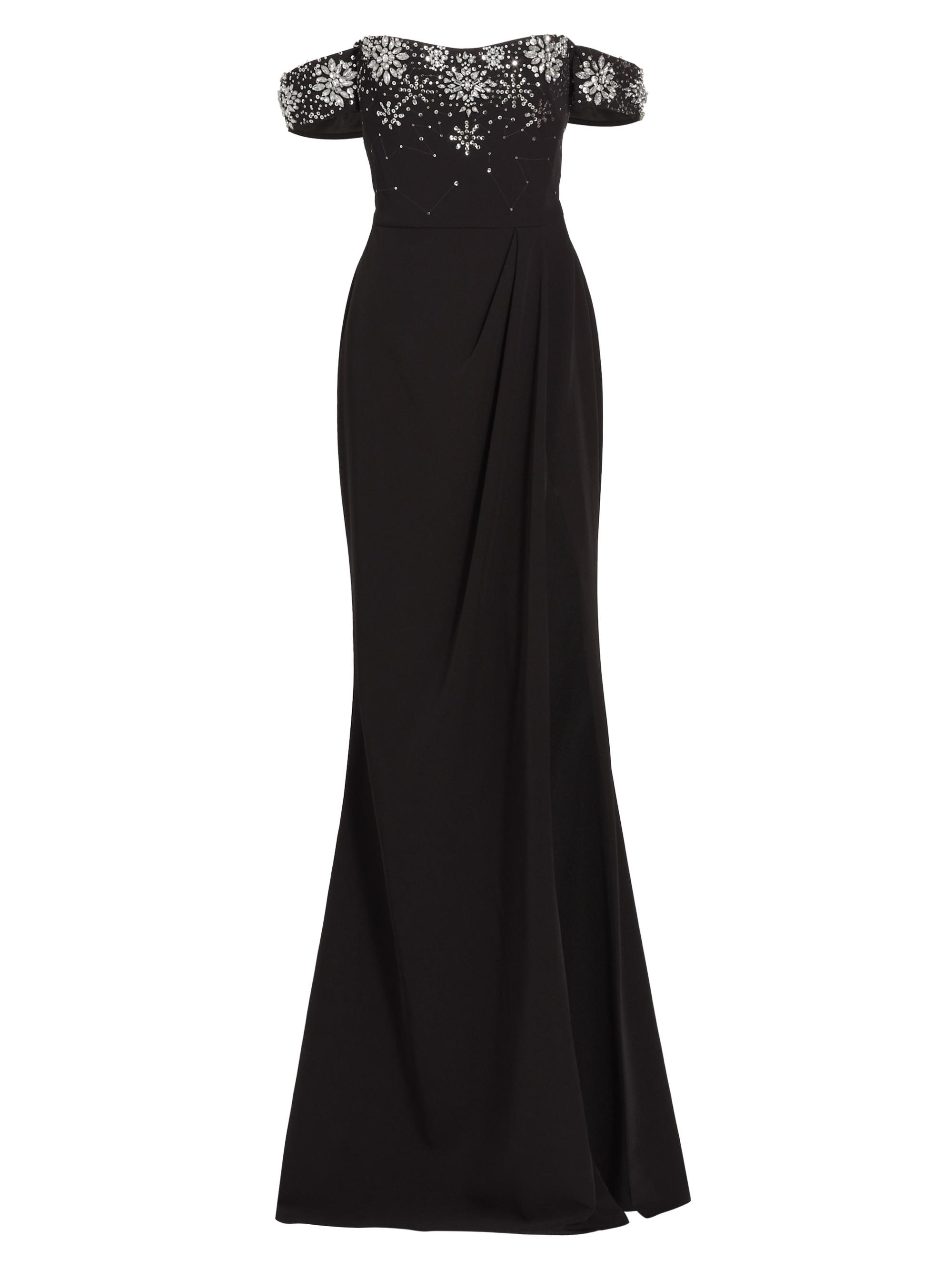 Marchesa Notte Women's Beaded Stretch Crepe Off-The-Shoulder Gown - Black