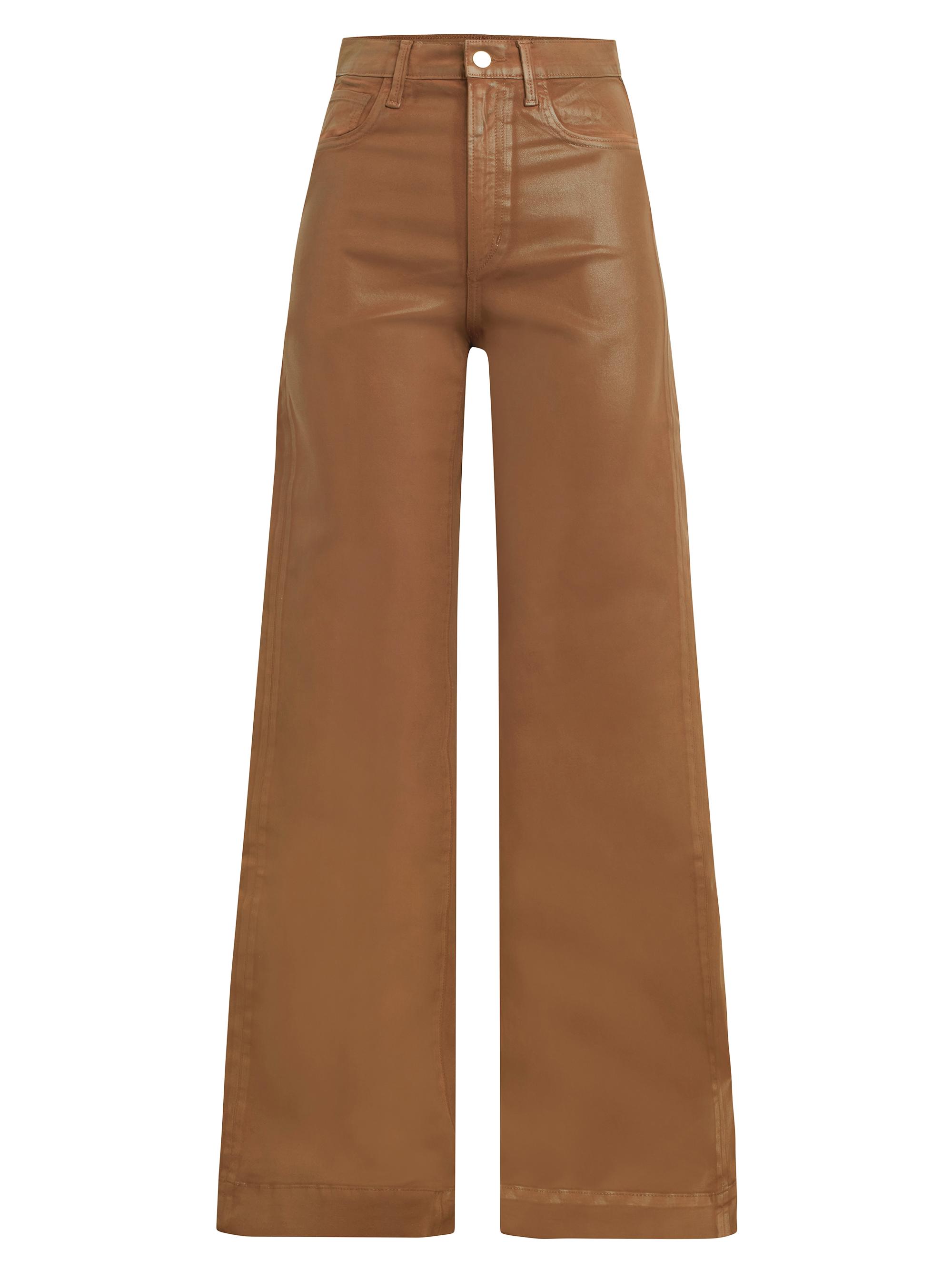 Joe's Jeans Women's The Mia High-Rise Stretch Coated Wide-Leg Jeans - Leather Brown