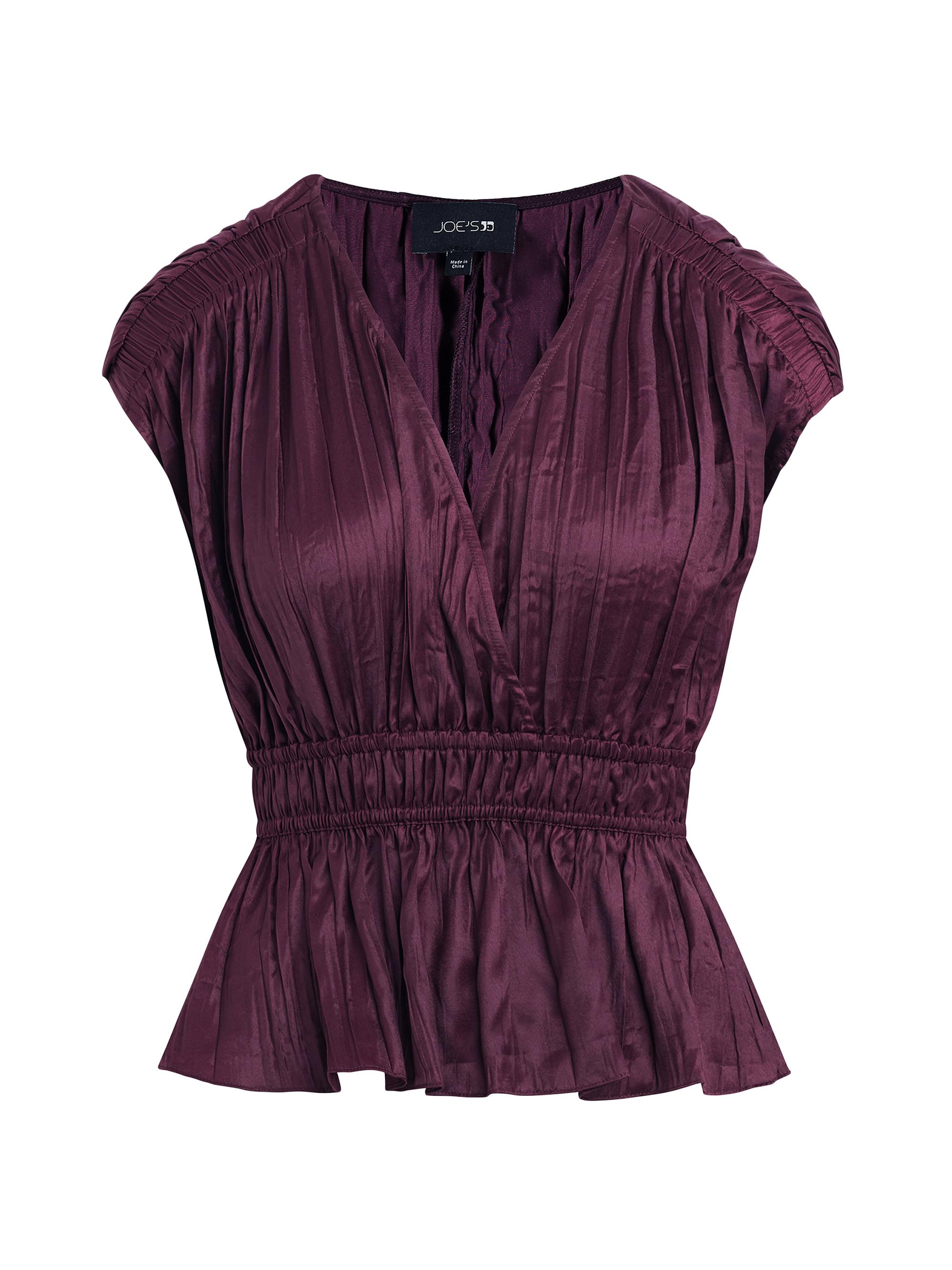 Joe's Jeans Women's The Lea Gathered Satin Peplum Top - Zinfandel