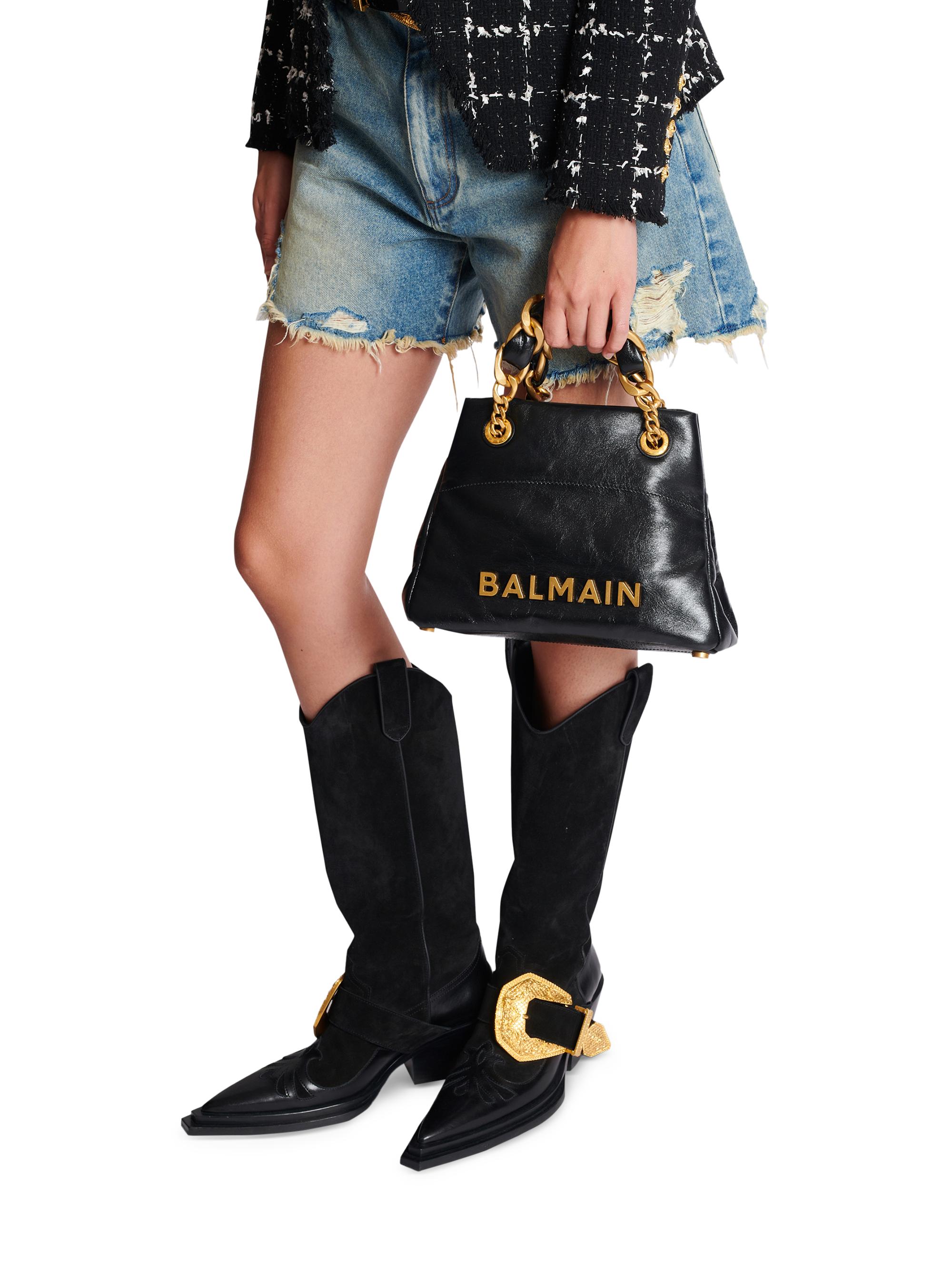 Balmain Women's 1945 Soft Cabas Crinkled Leather Bag - Noir
