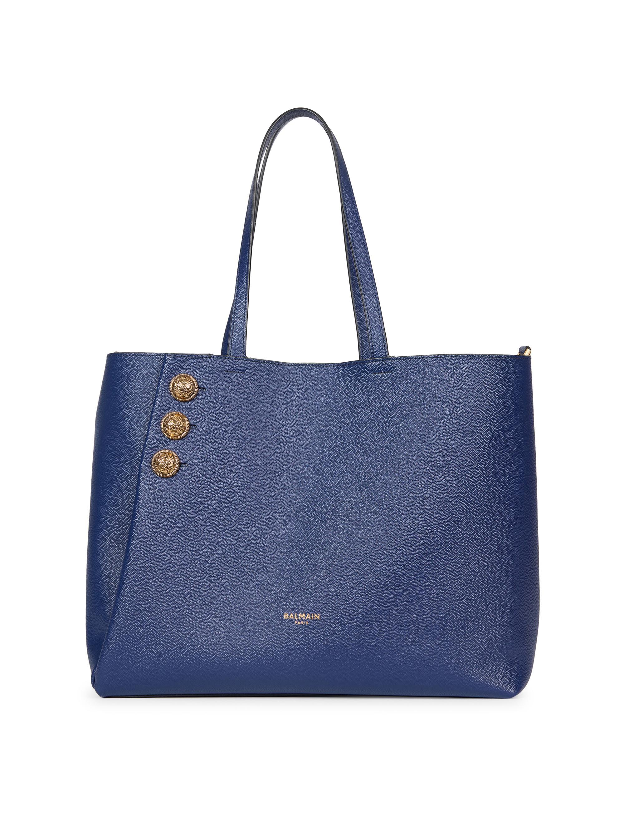 Balmain Women's Embleme Leather Shopping Bag - Bleu Nuit