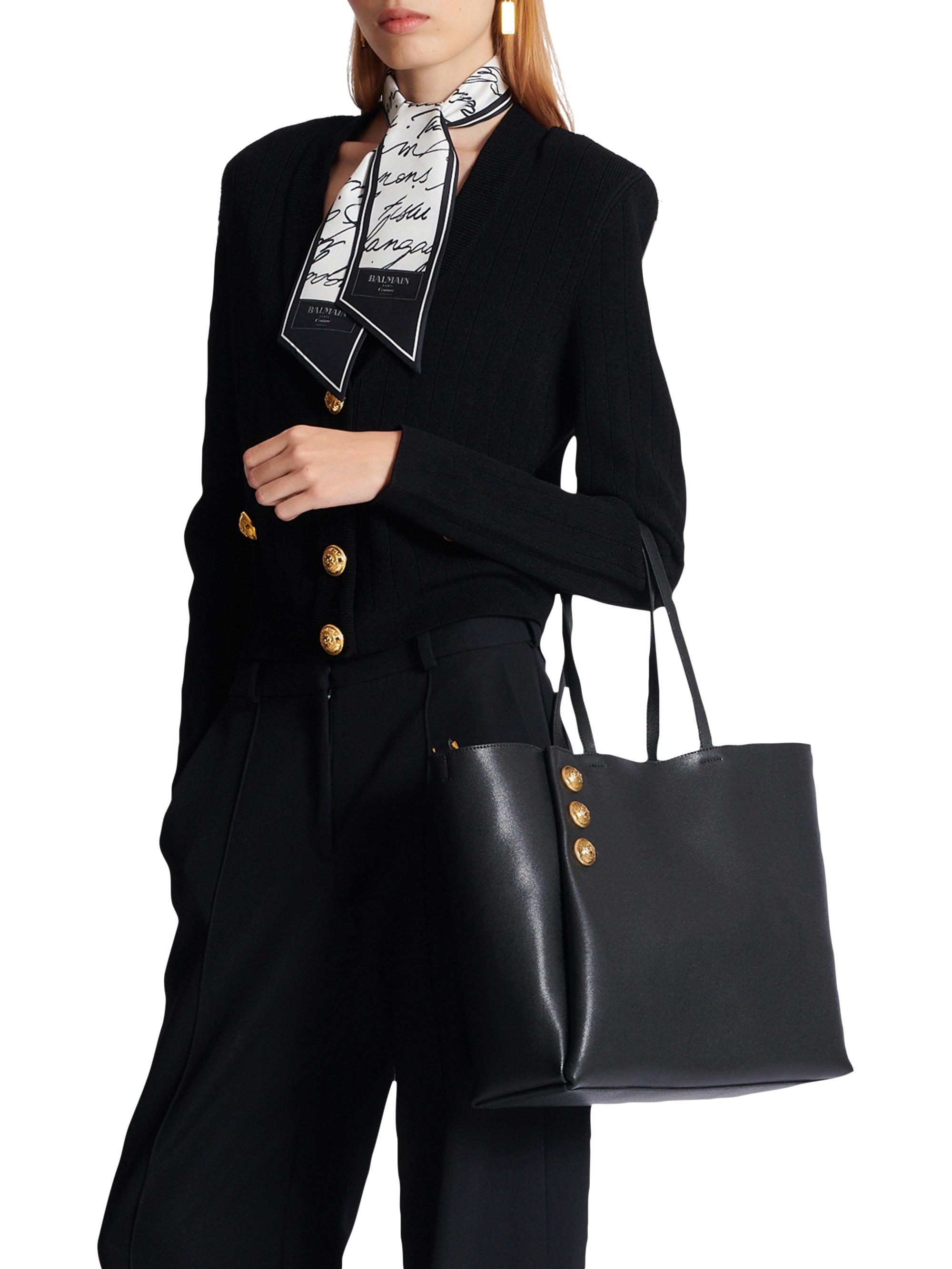 Balmain Embleme Leather Shopping Bag | Saks Fifth Avenue