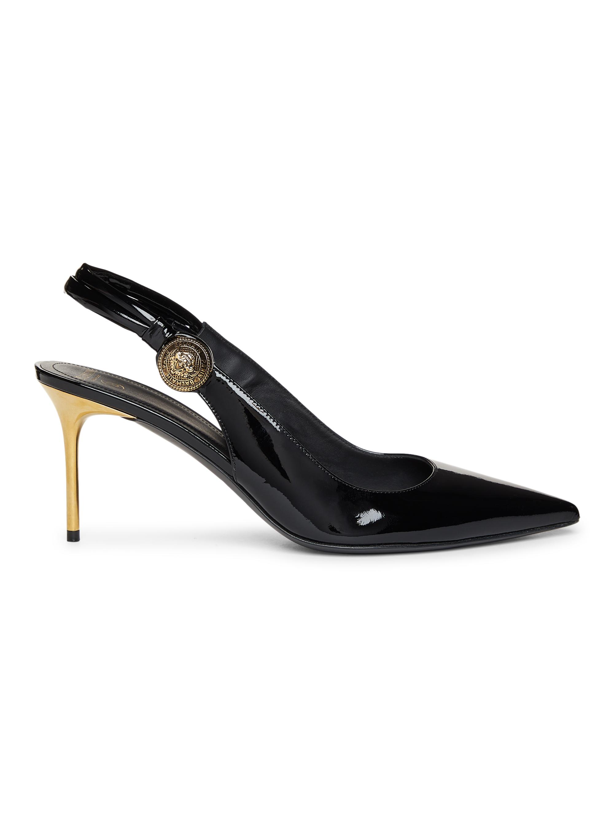 Balmain Women's Alma 75MM Patent Leather Slingback Pumps - Noir