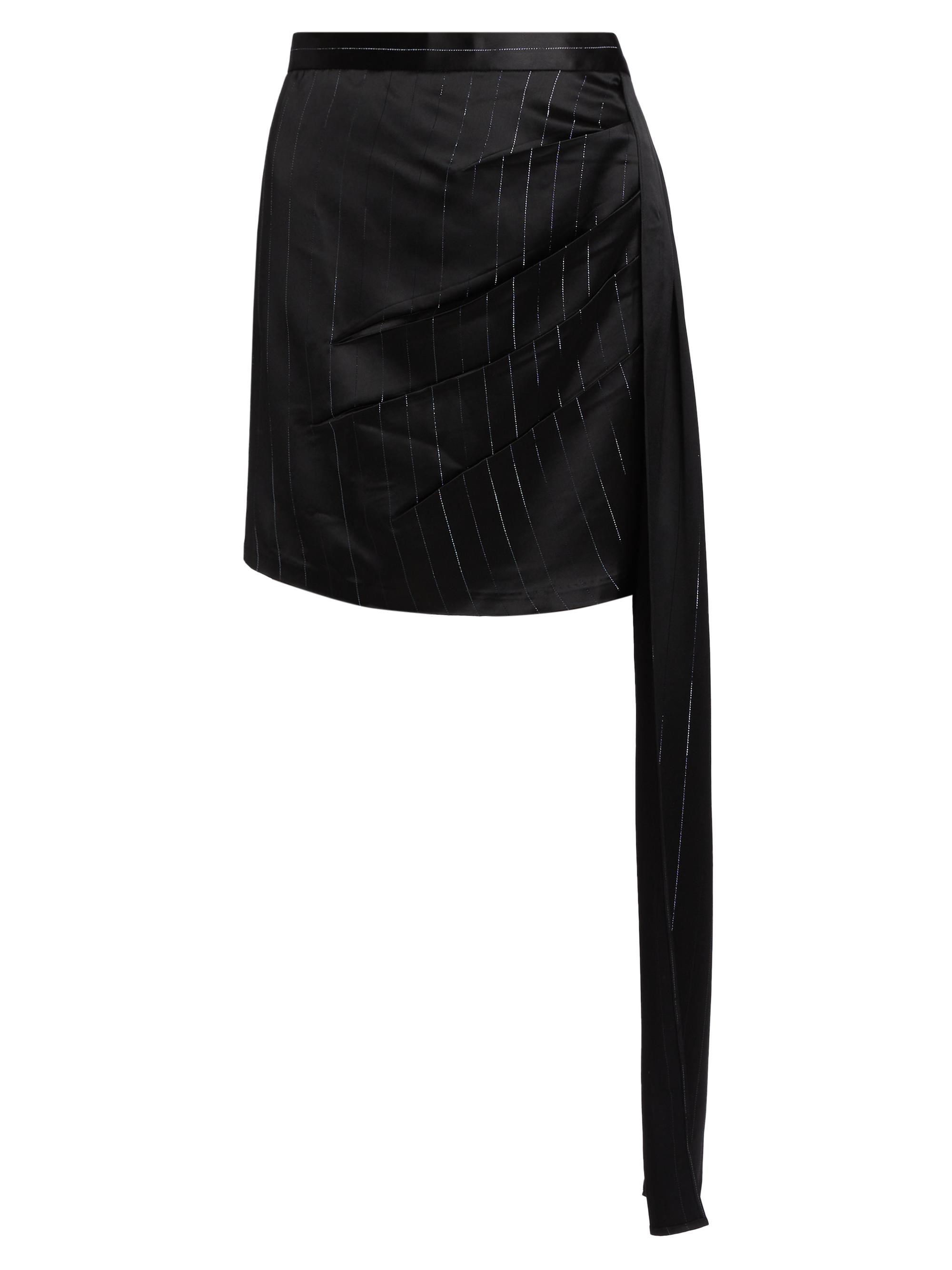 Nonchalant Label Women's Viola Satin Miniskirt - Black Silver Stripe