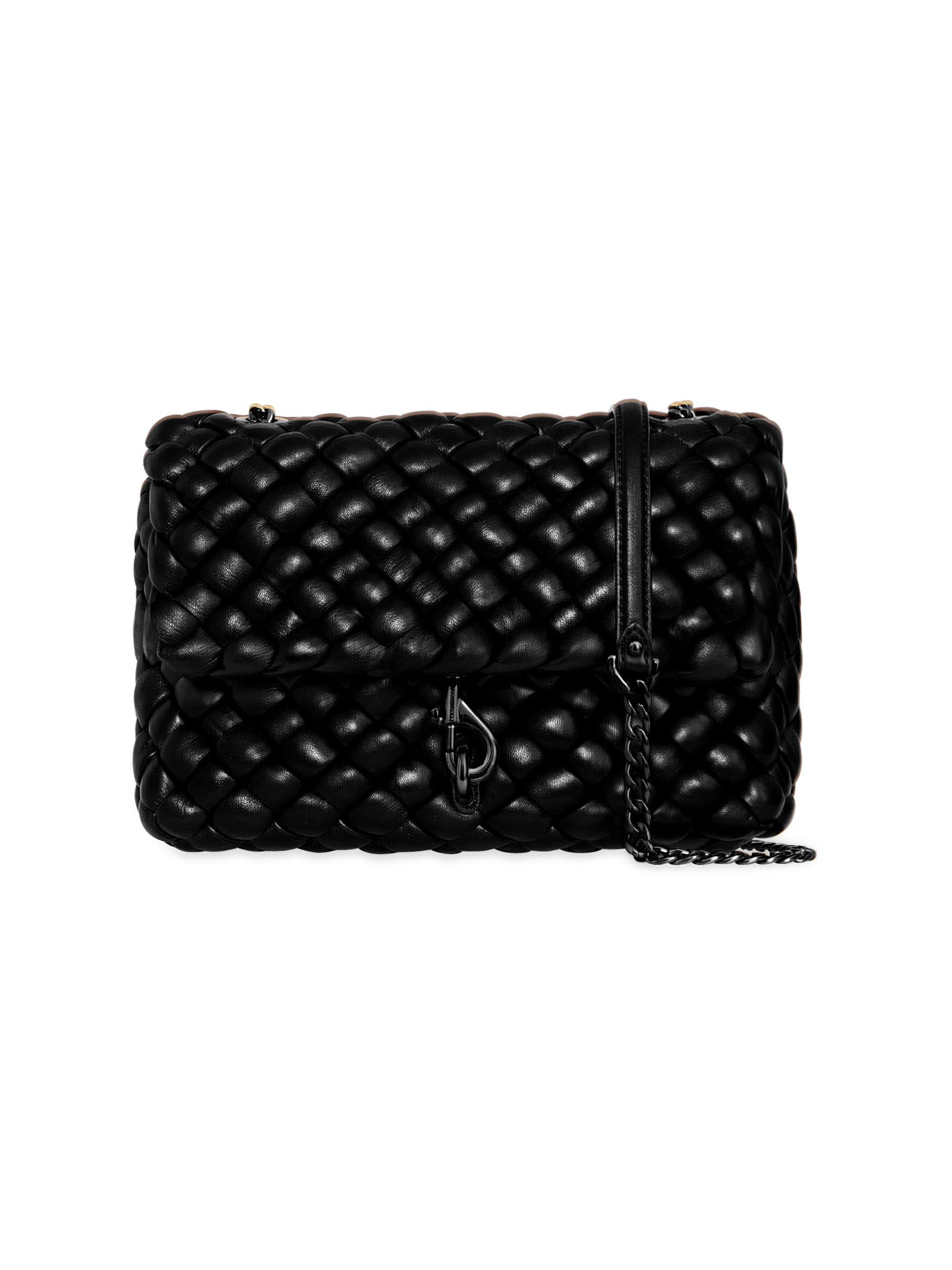 Rebecca Minkoff Women's Edie Woven Leather Shoulder Bag - Black