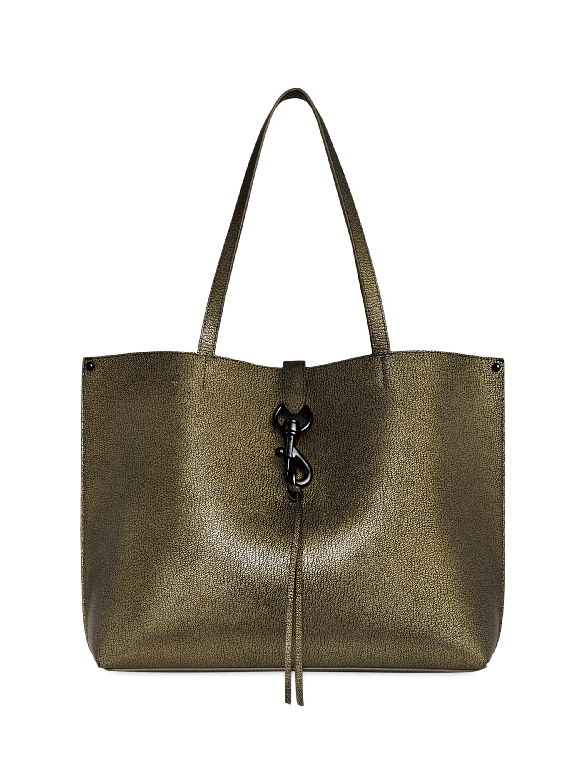 Rebecca Minkoff Women's Megan Crackled Leather Tote - Gold