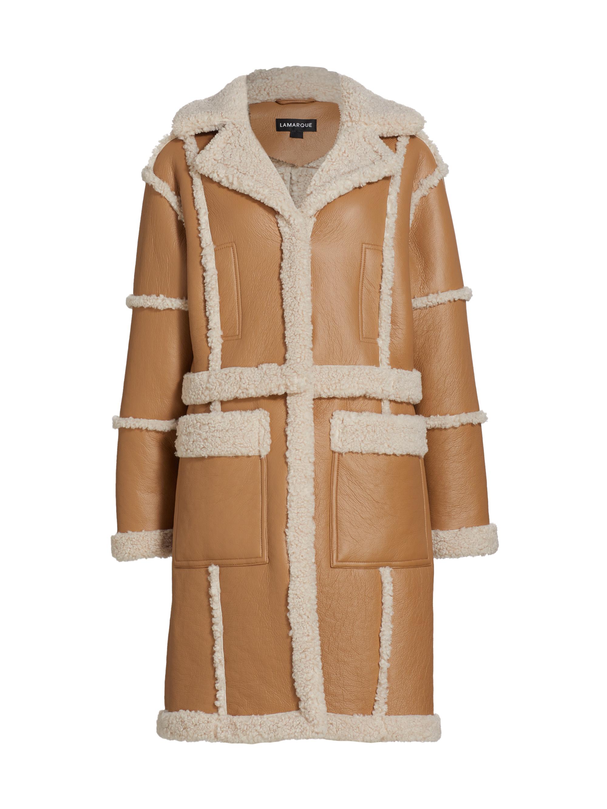 Lamarque Women's Mariane Faux-Shearling Trimmed Coat - Biscuit