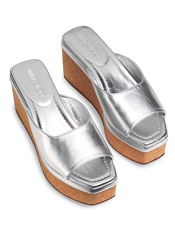 Shop Jimmy Choo Seon 70MM Metallic Leather Wedge Sandals Shop Jimmy Choo Seon 70MM Metallic Leather Wedge Sandals