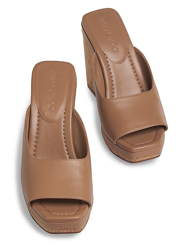 Shop Jimmy Choo Seon 110MM Leather Wedge Sandals | Saks Shop Jimmy Choo Seon 110MM Leather Wedge Sandals | Saks