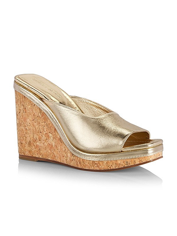 Shop Jimmy Choo Seon 110MM Metallic Leather Wedge Sandals Shop Jimmy Choo Seon 110MM Metallic Leather Wedge Sandals