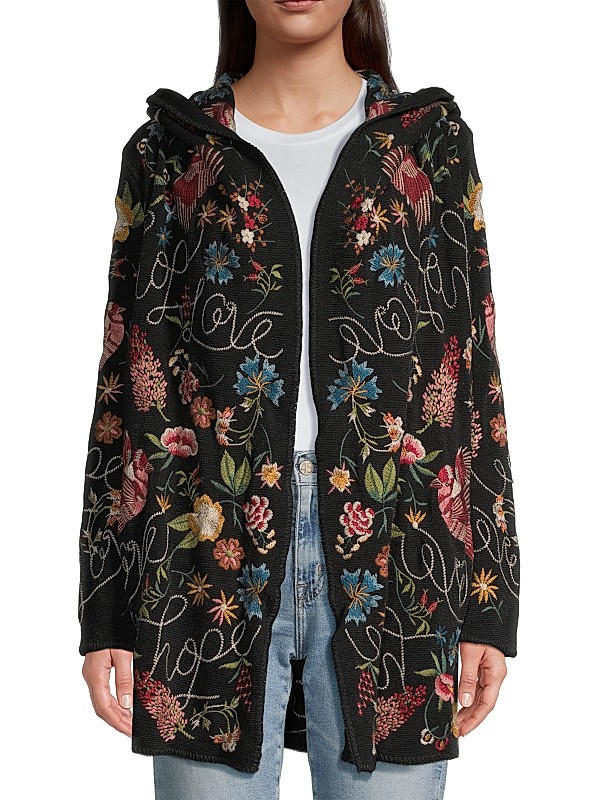 Women's Embroidered Hooded Sweater Coat Women's Embroidered Hooded Sweater Coat