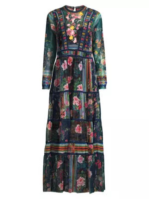 Shop Johnny Was Dayana Embroidered Floral Mesh Dress | Saks Fifth Avenue