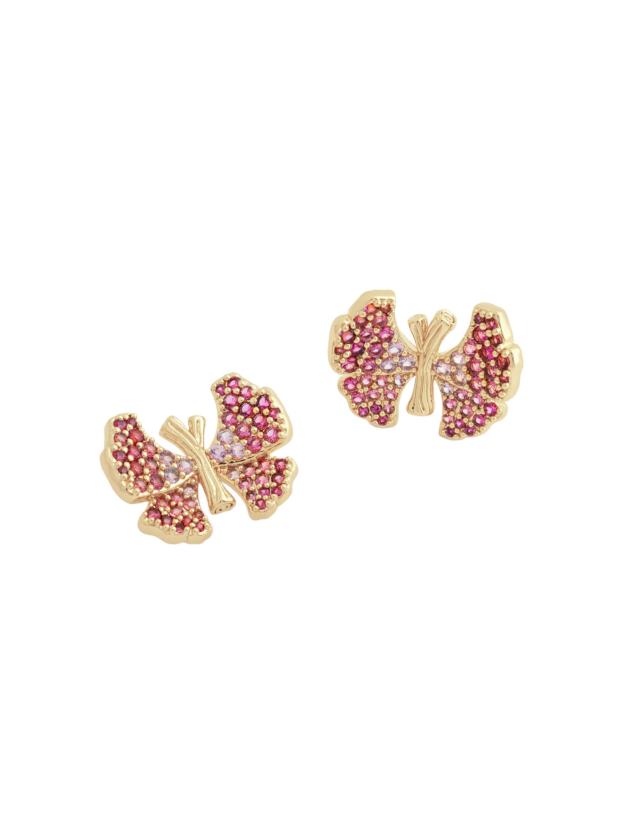 Anabel Aram Women's Butterfly 18K Gold-Plated & Cubic Zirconia Stud Earrings - Fuchsia