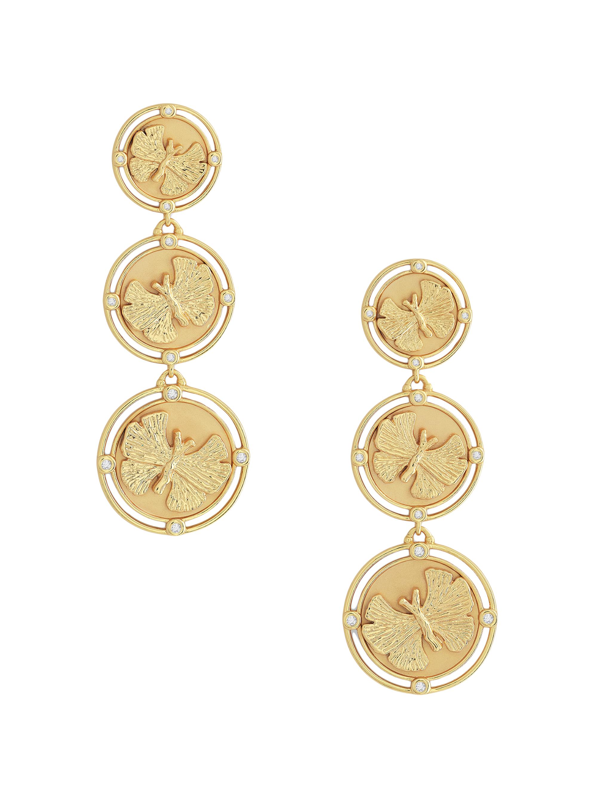 Anabel Aram Women's Coin 18K-Gold-Plated & Cubic Zirconia Butterfly Triple-Drop Earrings - Gold
