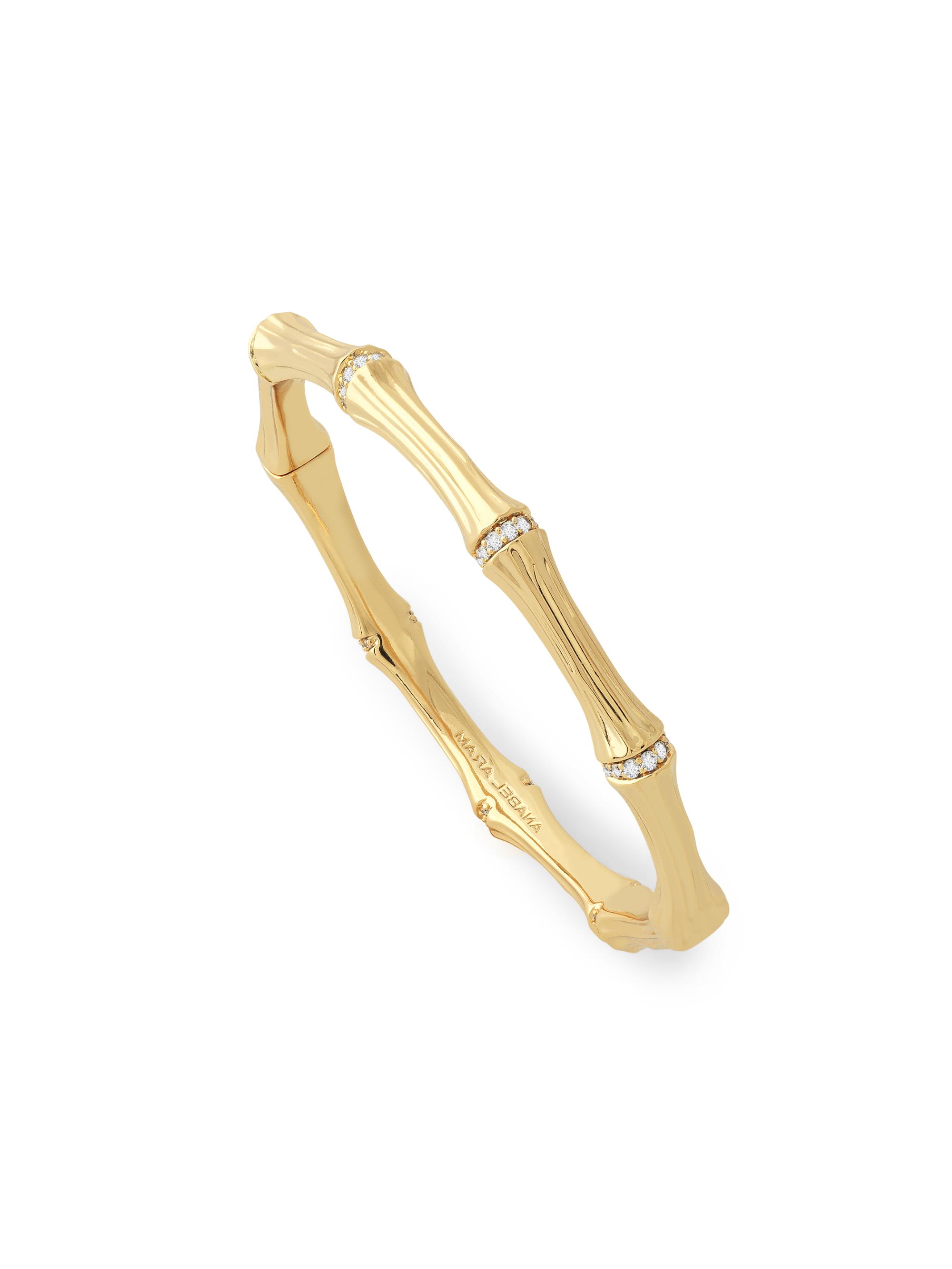 Anabel Aram Women's Bamboo 18K Gold-Plated & Cubic Zirconia Hinge Bangle - Gold