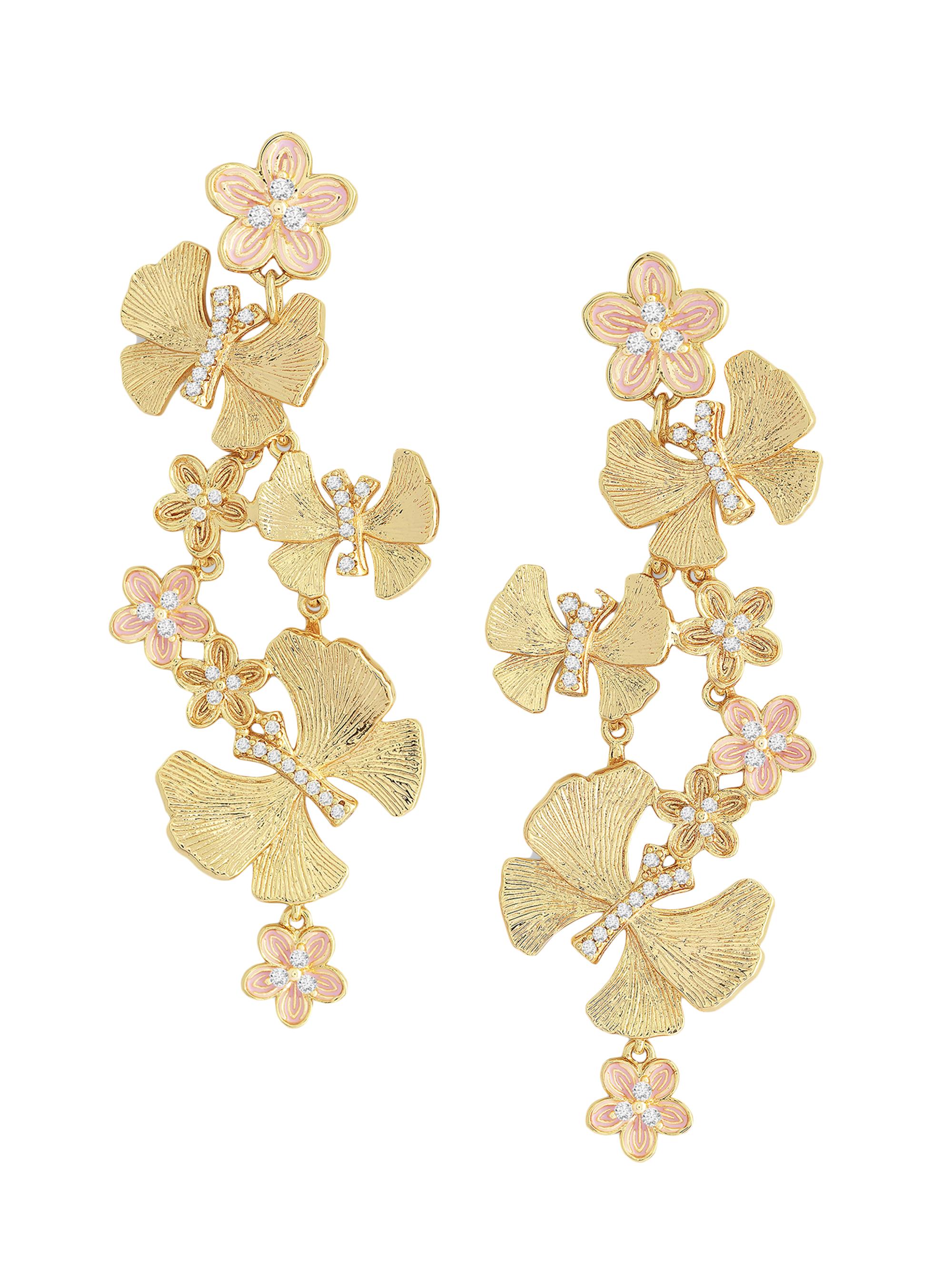 Anabel Aram Women's Butterfly 14K Gold-Plated, Cubic Zirconia & Pink Enamel Drop Earrings - Gold