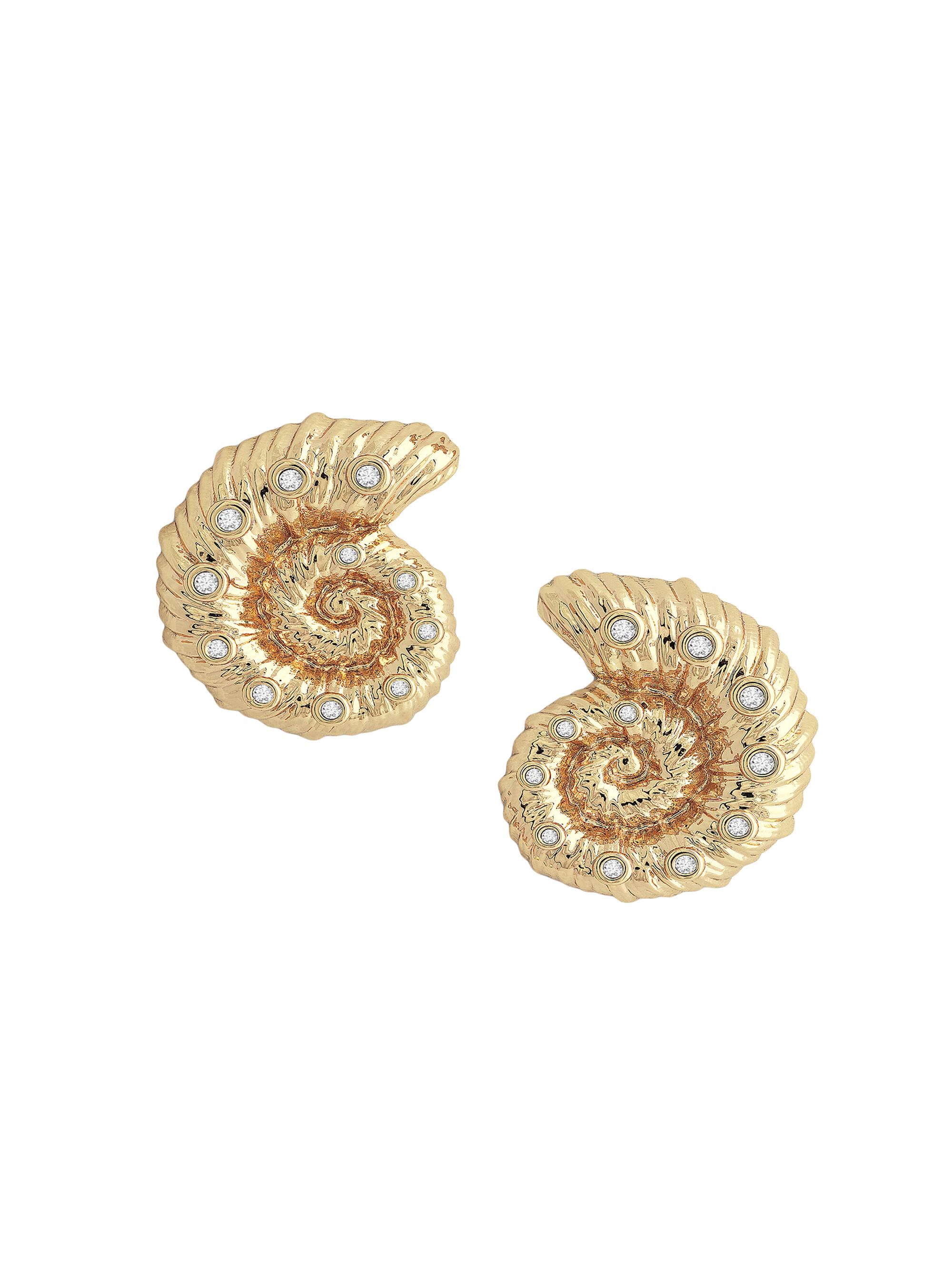 Anabel Aram Women's Ocean Shell 18K Gold-Plated & Cubic Zirconia Stud Earrings - Gold