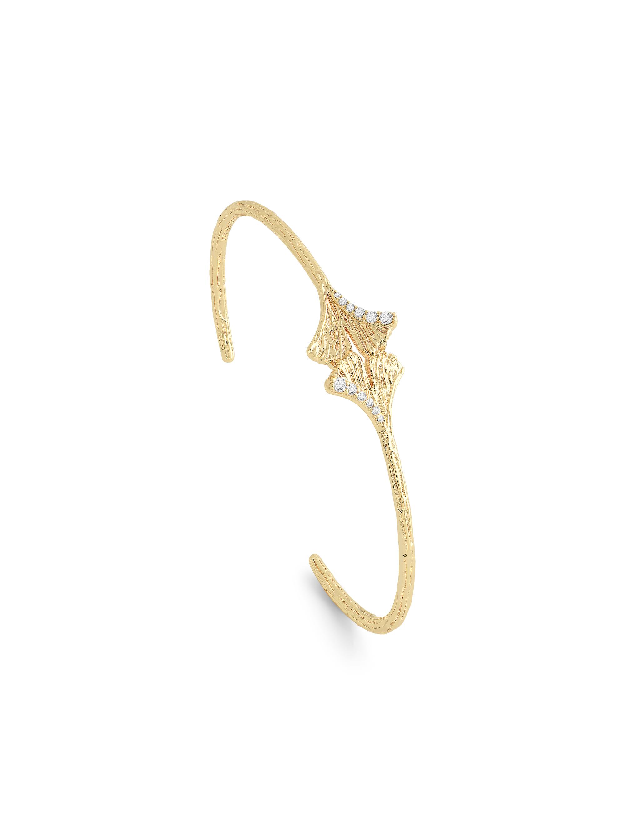 Anabel Aram Women's Ginkgo Leaves 18K-Gold-Plated & Cubic Zirconia Bracelet Cuff - Gold