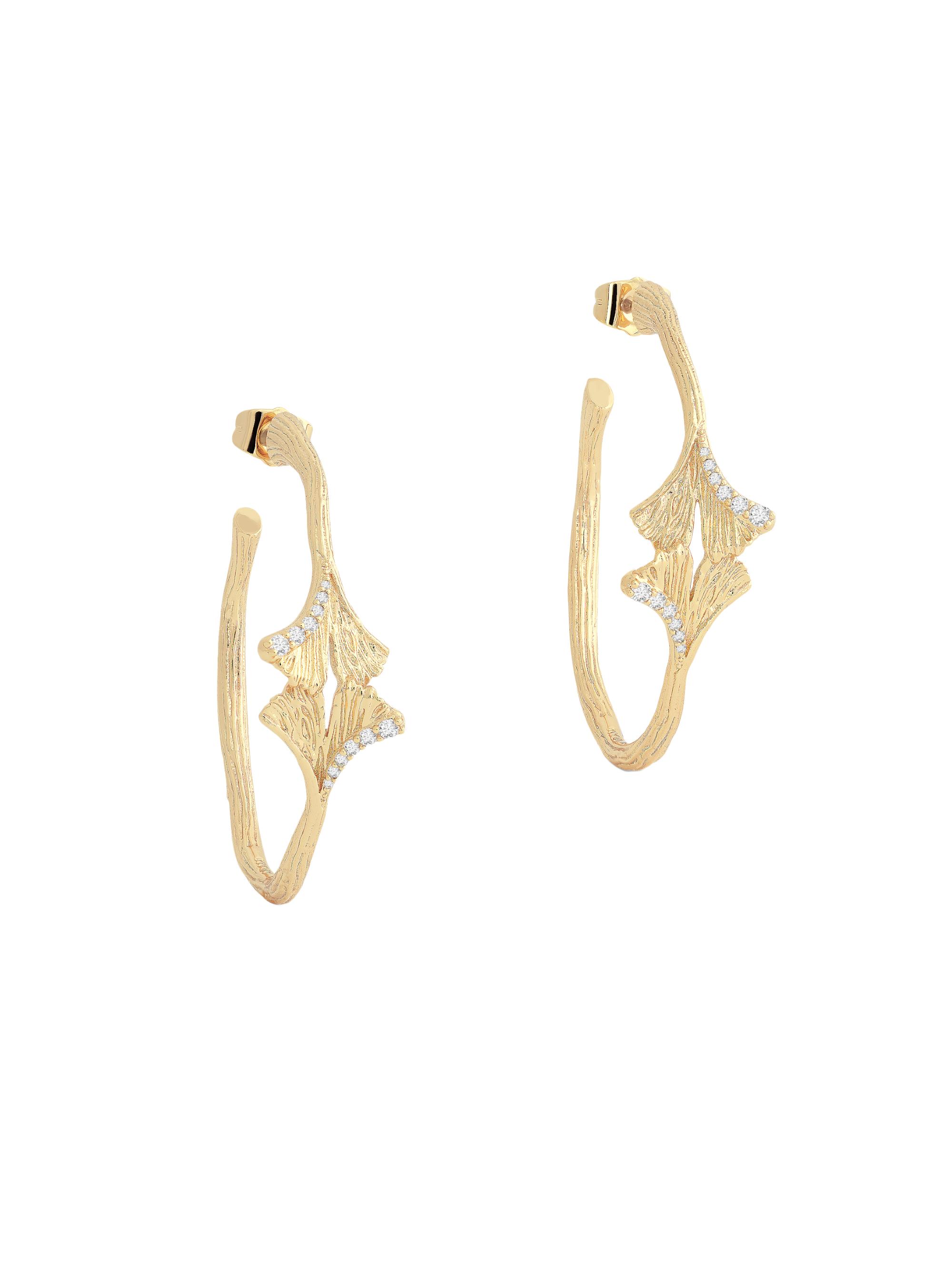 Anabel Aram Women's Ginkgo 18K-Gold-Plated & Cubic Zirconia Hoop Earrings - Gold