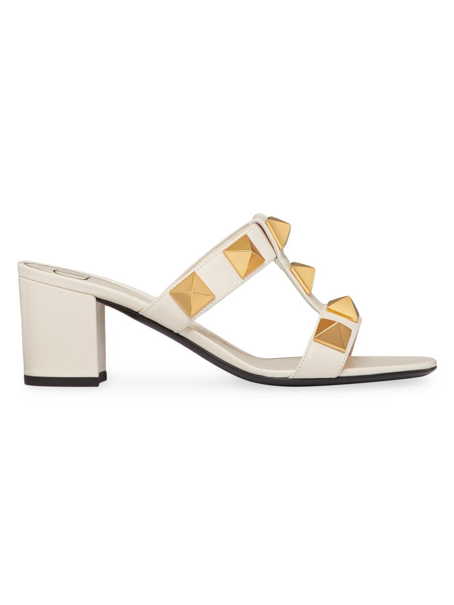 関送込【VALENTINO】Roman Stud 編み込みレザー ミュール Valentino Garavani Roman Stud Leather Mules | Saks Fifth Avenue