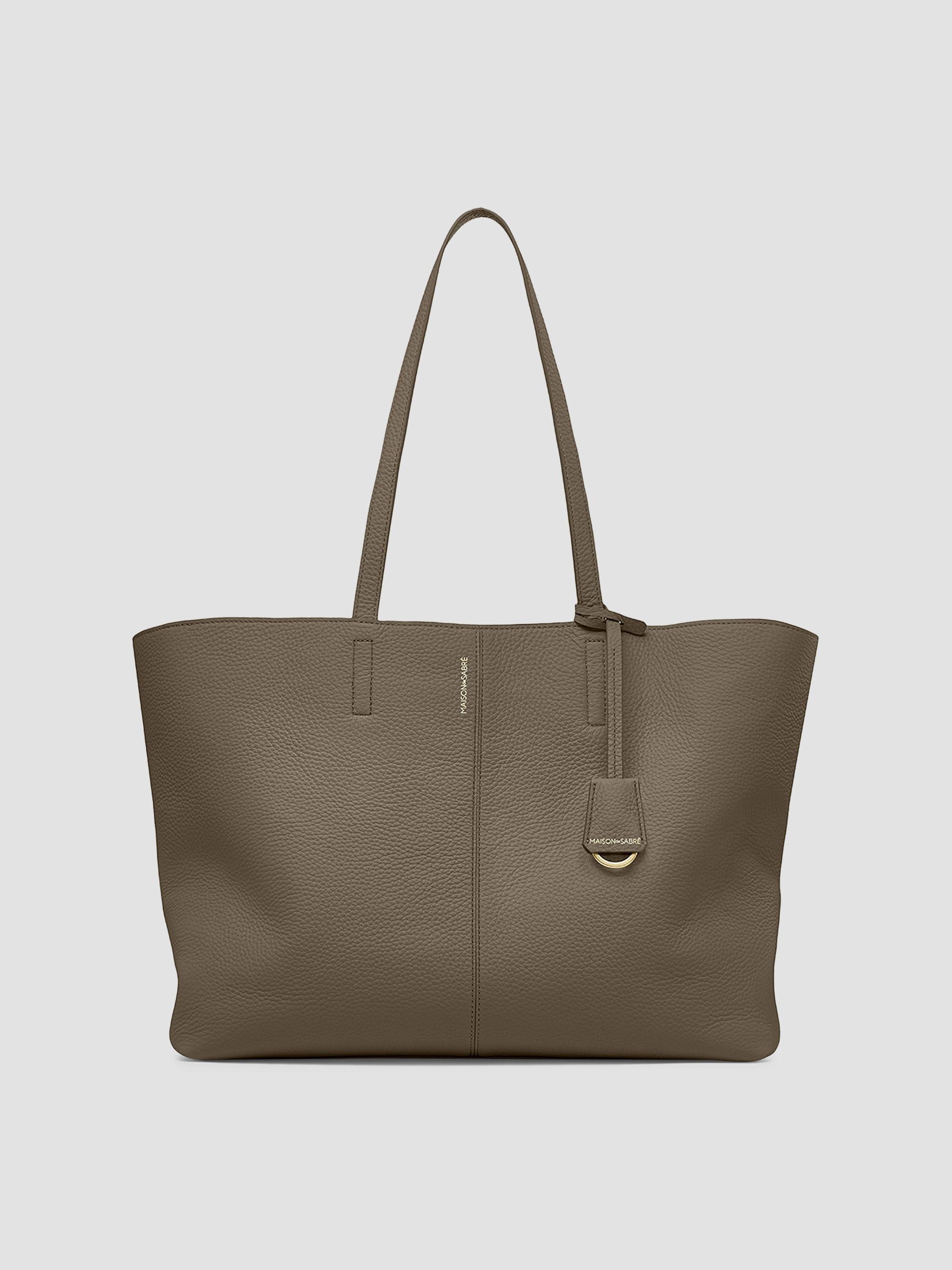 Maison de Sabre Women's  Leather Zipped Soft Tote Bag - Cashmere Clay | Thumbnail 6