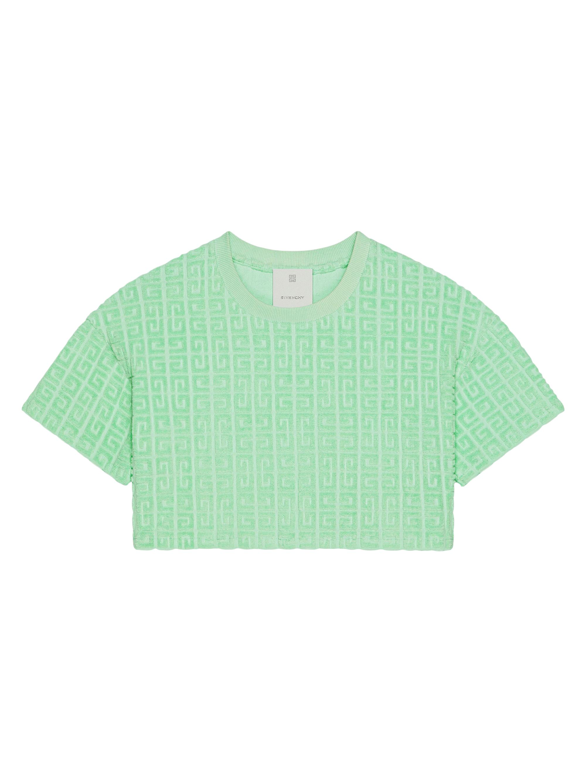 Givenchy Women's Plage Cropped T-Shirt in 4G Cotton Towelling Jacquard - Aqua Green
