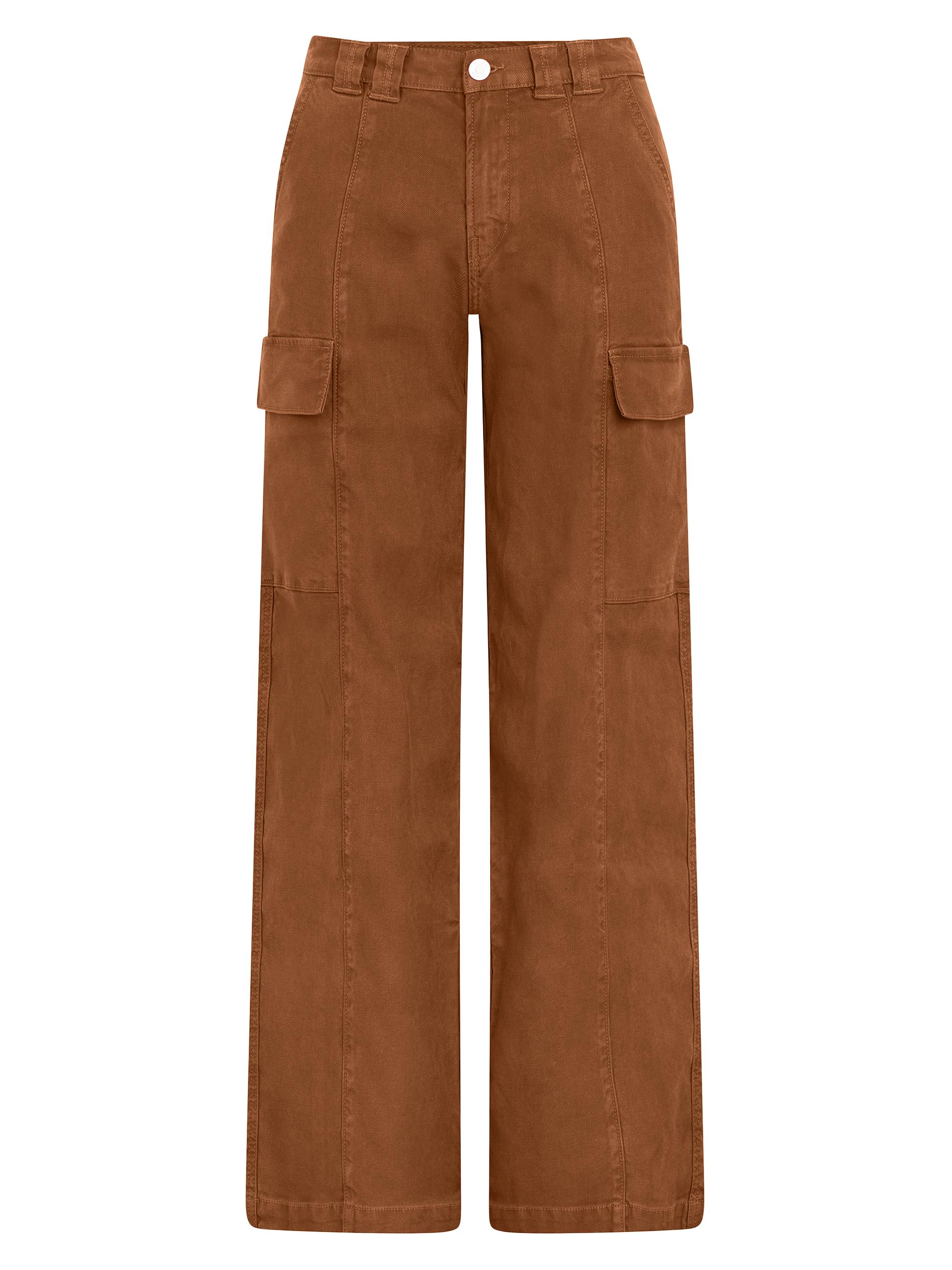 Hudson Jeans Women's Wide-Leg Linen-Blend Cargo Pants - Caramel Cafe