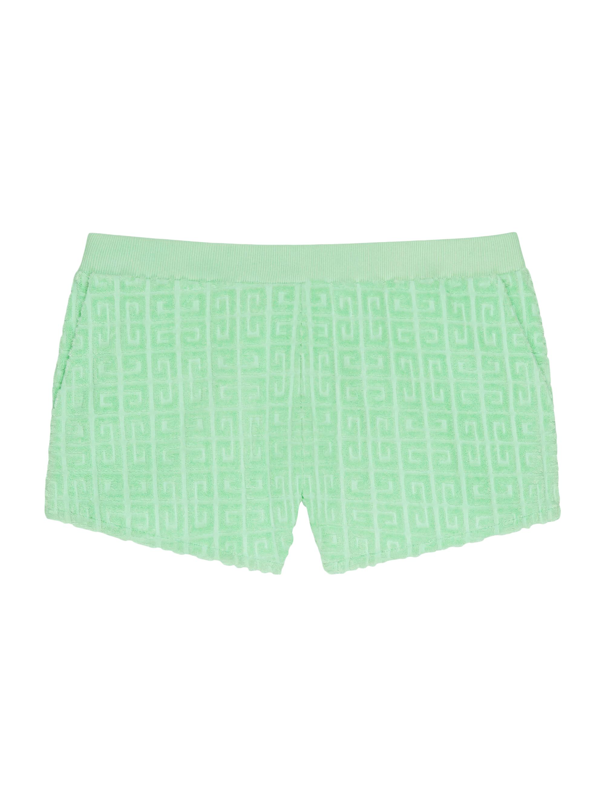 Givenchy Women's Plage Mini Shorts in 4G Cotton Toweling Jacquard - Aqua Green