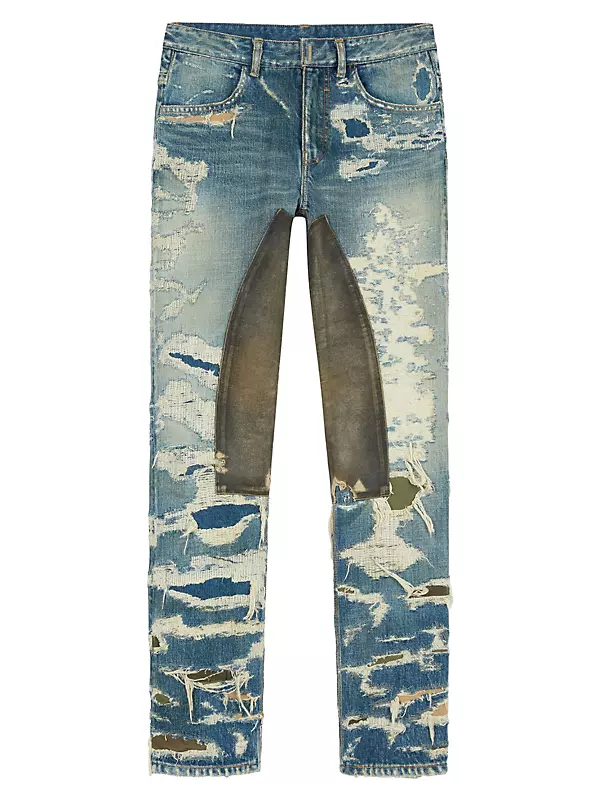 Givenchy - Men - Jeans in Destroyed Denim and Moleskin - Blue - Cotton