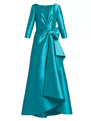 slim fit dress slacks Green Linen Silk Muslin Dress by Alberta Ferretti – Elilhaam main image 0