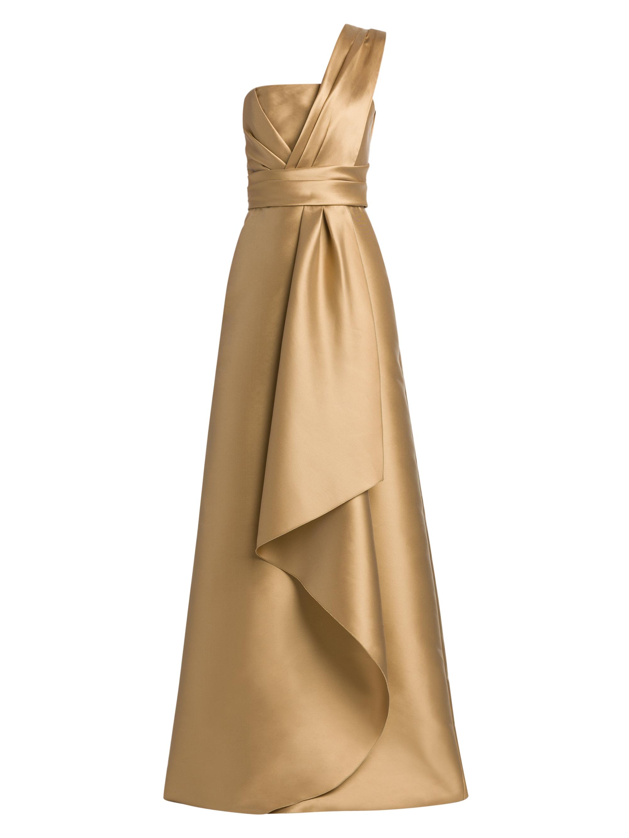 Alberta Ferretti Women's Satin One-Shoulder Bow Gown - Beige