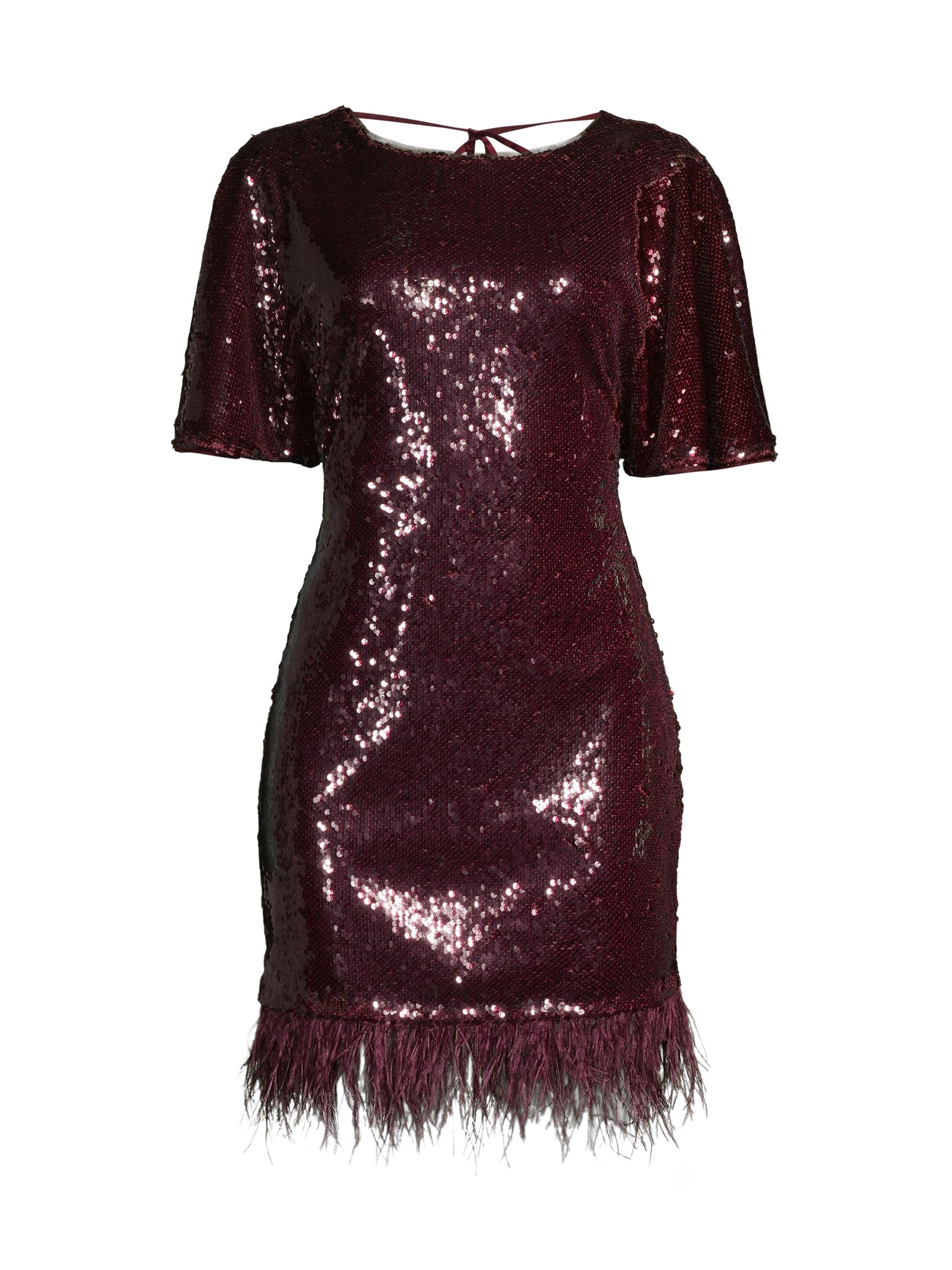 Liv Foster Women's Fringe Sequin Minidress - Burgundy